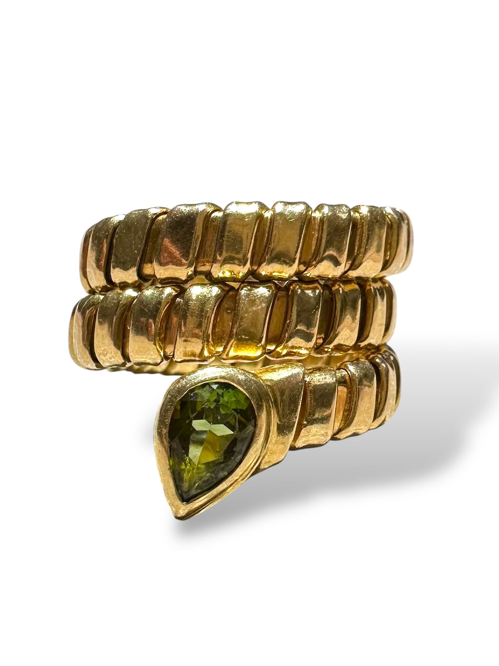 18k Tubogas Peridot Snake Ring