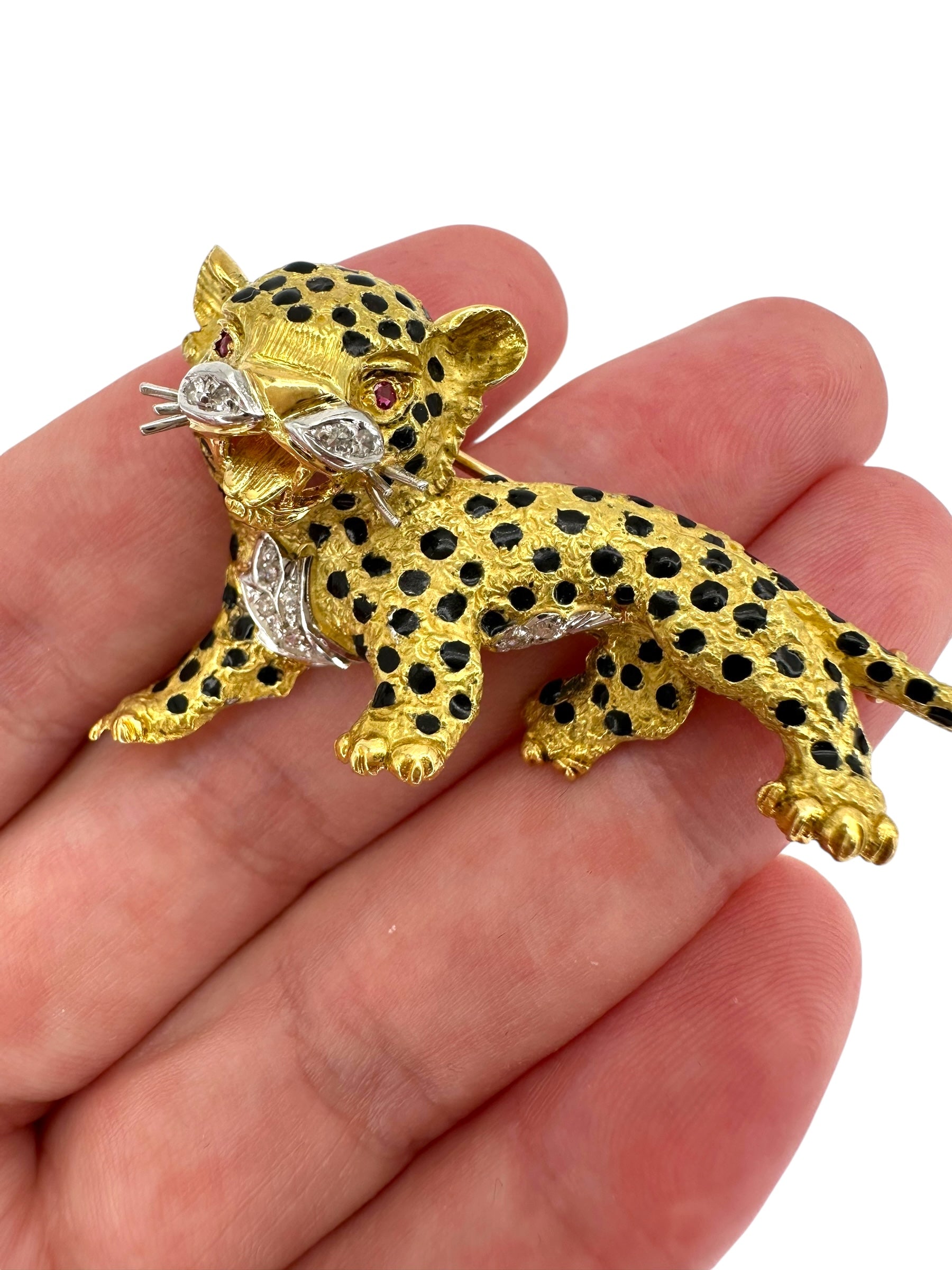 18k Diamond Cheetah Brooch