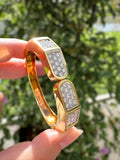 18k 1980s Rocker Diamond Bangle Bracelet
