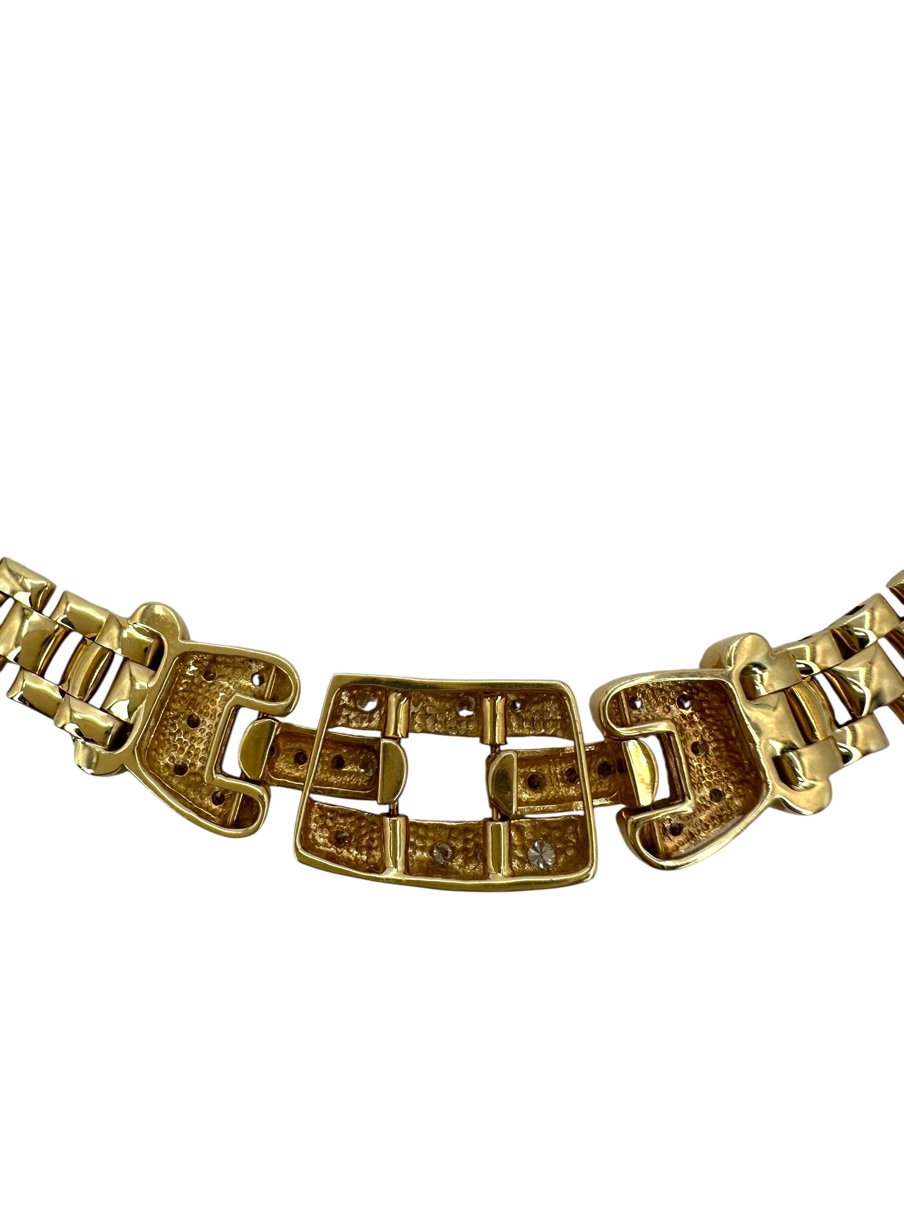 14k Diamond Panther Link Collar Necklace
