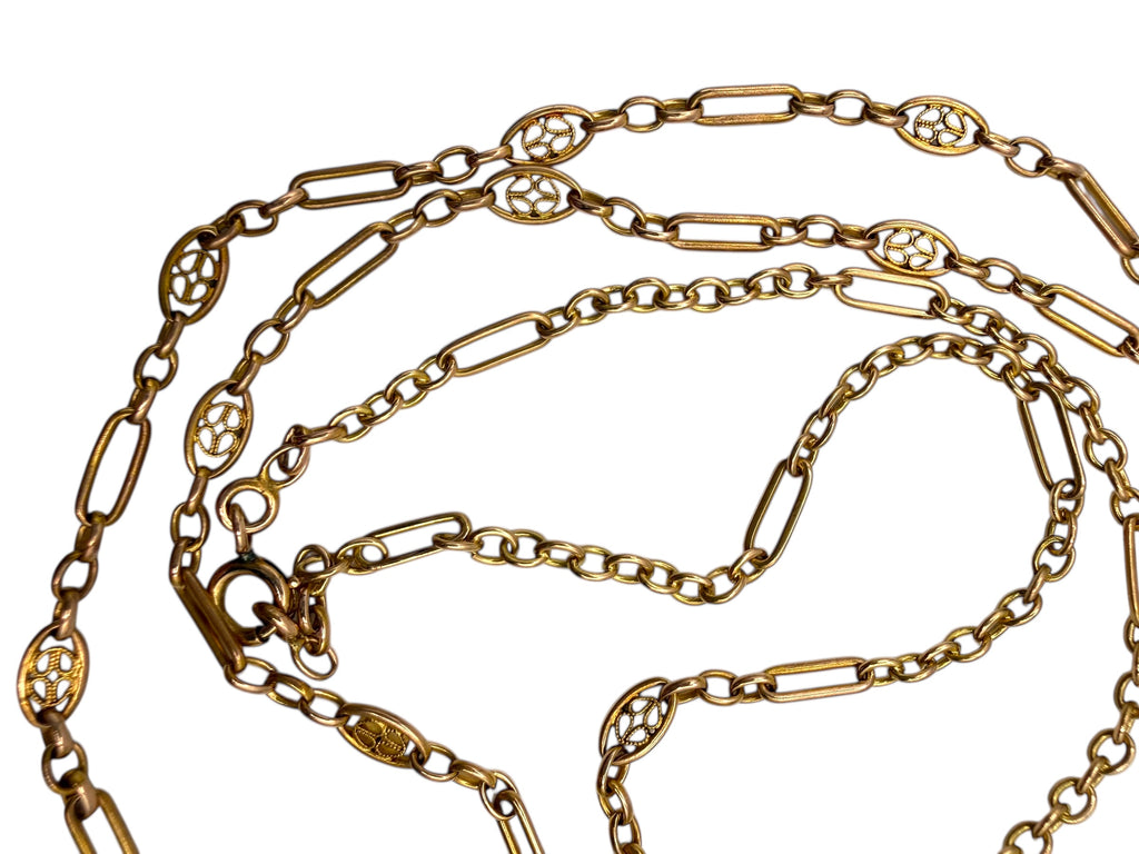 18k Early 1900s Handmade Chain Filigree Stations