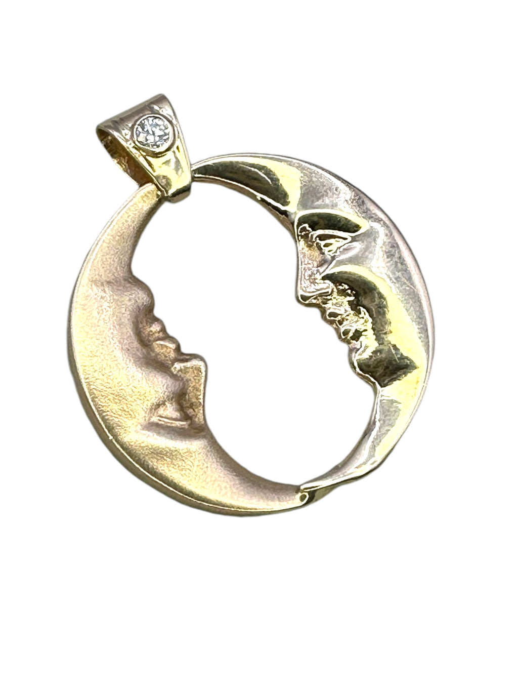 14k Diamond Moon Pendant