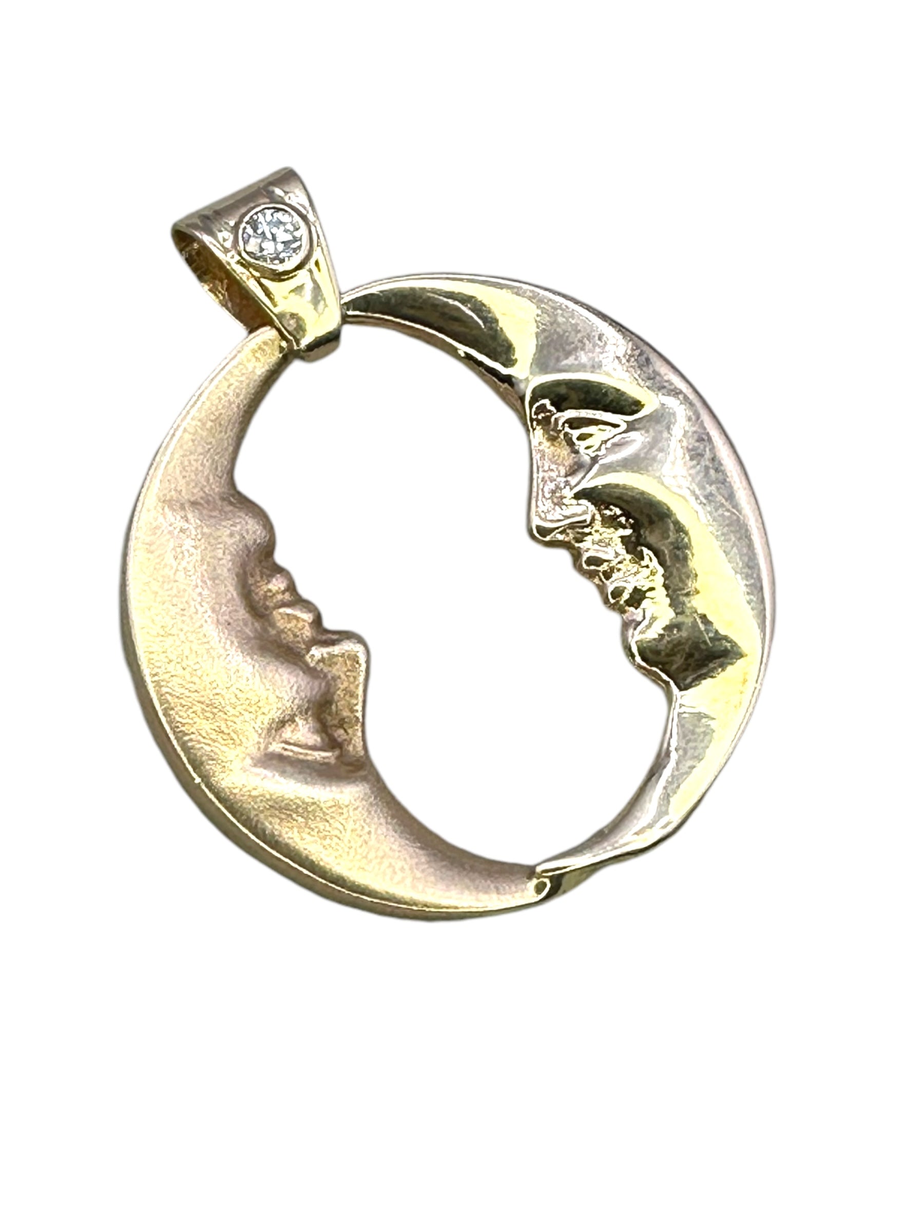 14k Diamond Moon Pendant