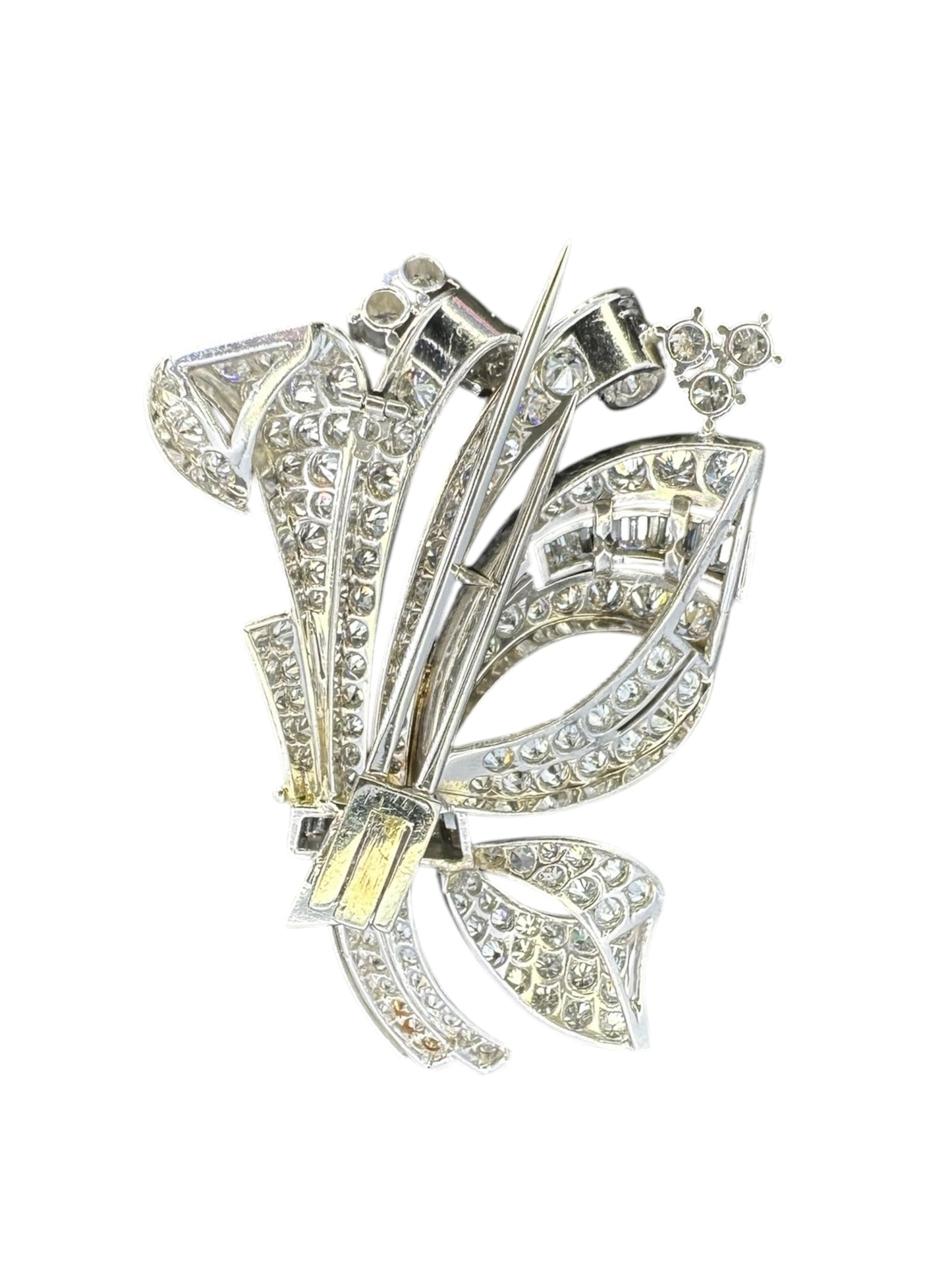 Platinum Diamond Bow Fur Clip Brooch