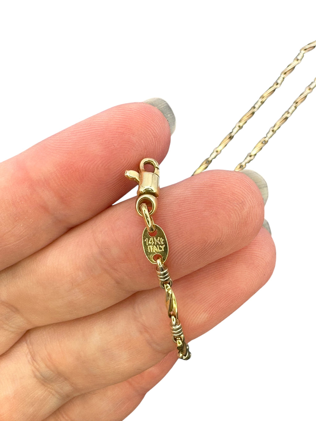 14k Two Tone Twist Link Necklace