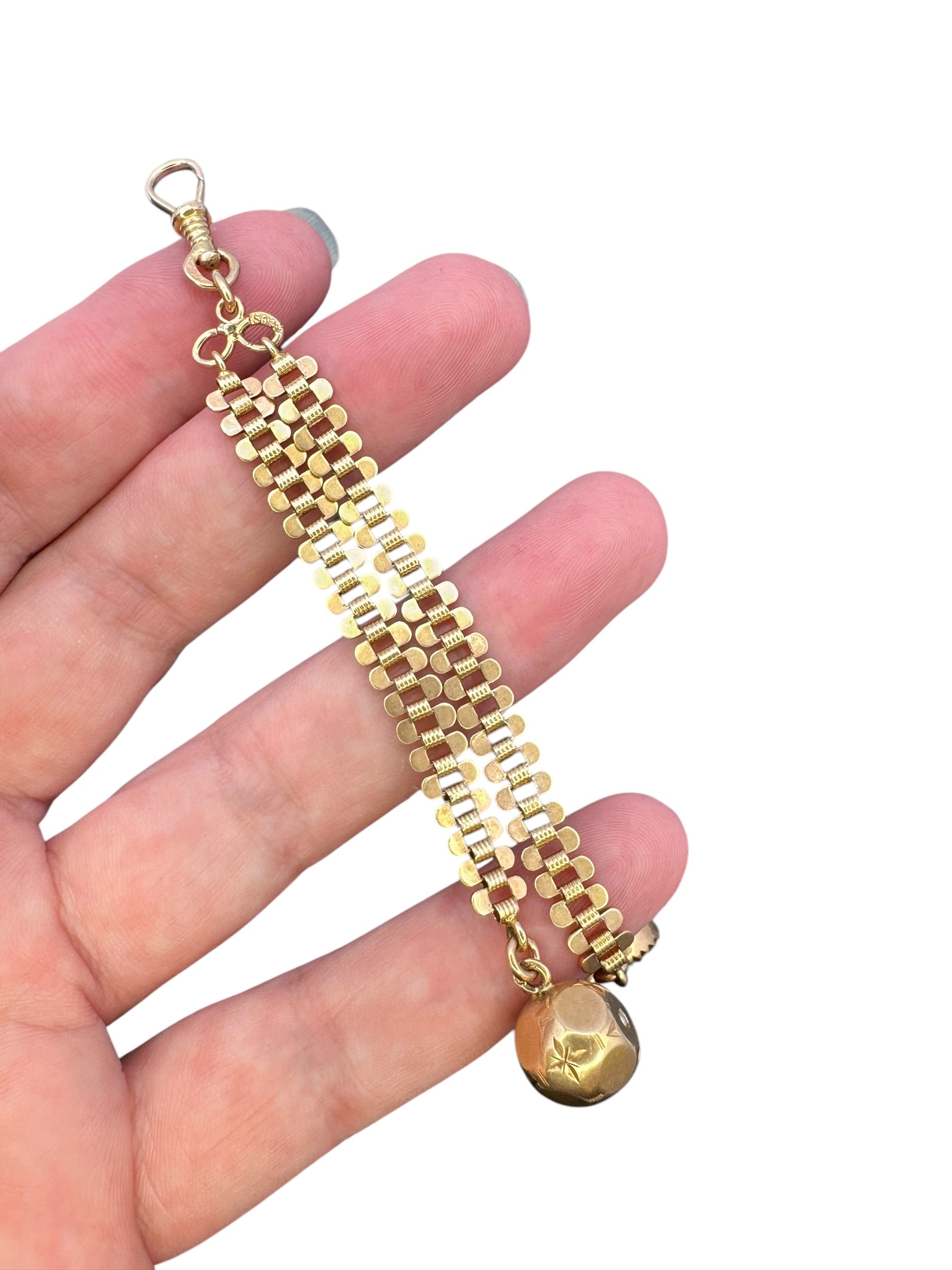 14k Rosy Victorian Heart Orb Watch Fob