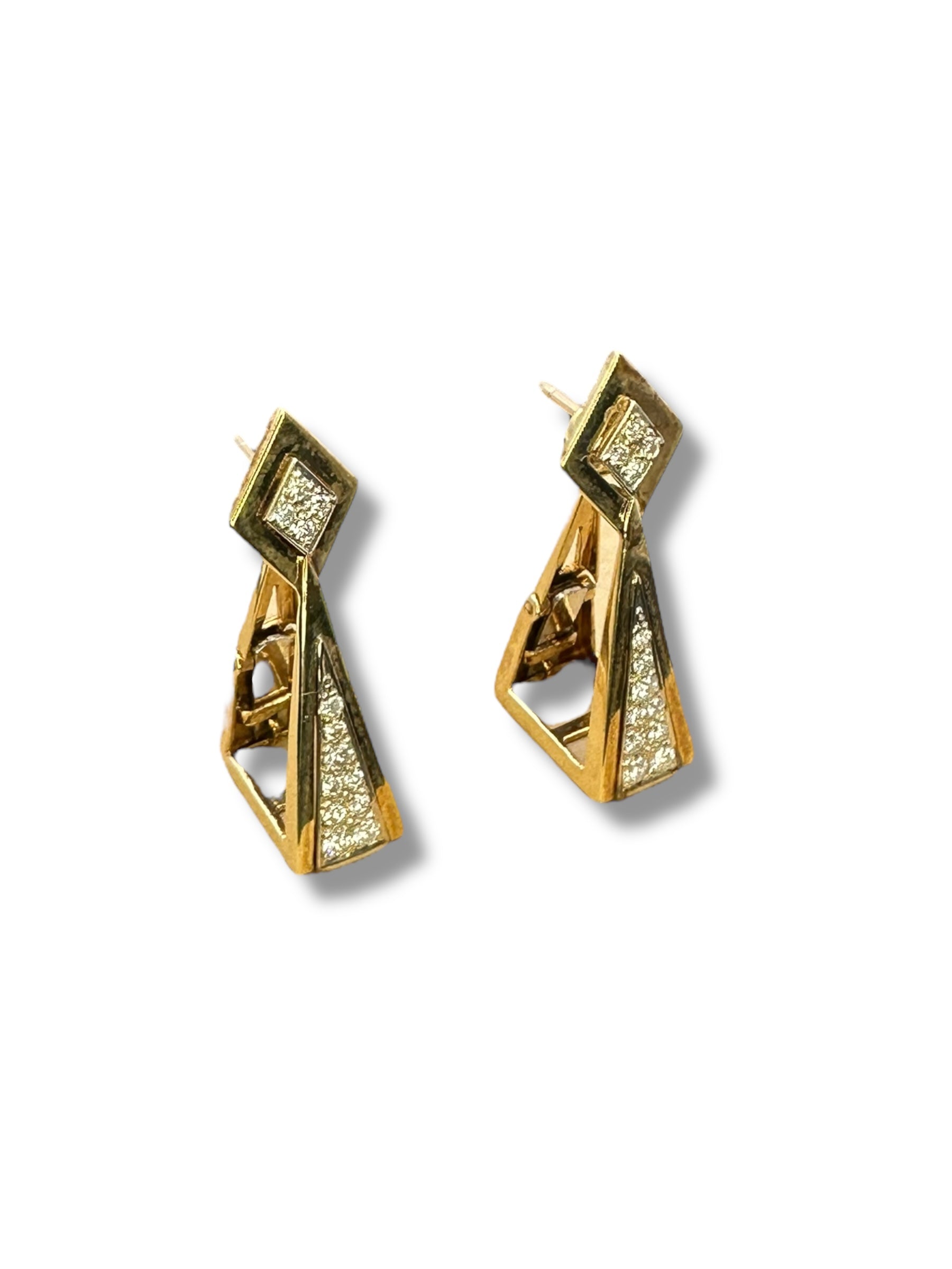 14k Diamond Drop/ Hoop Earrings