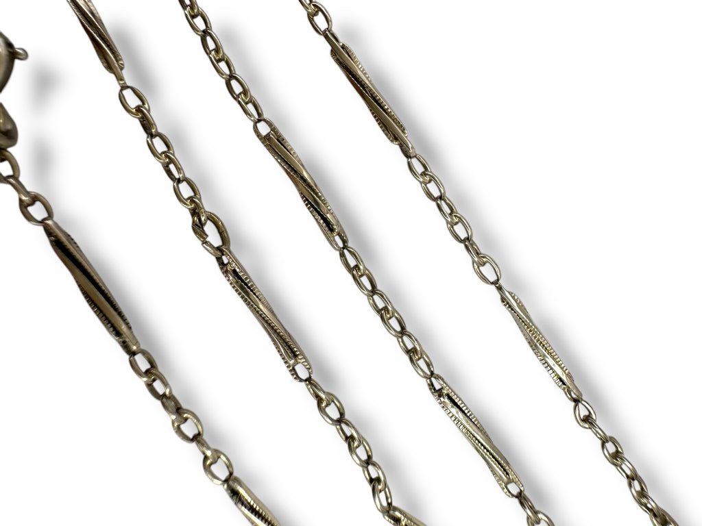 14k White Gold Twist Link Watch Chain