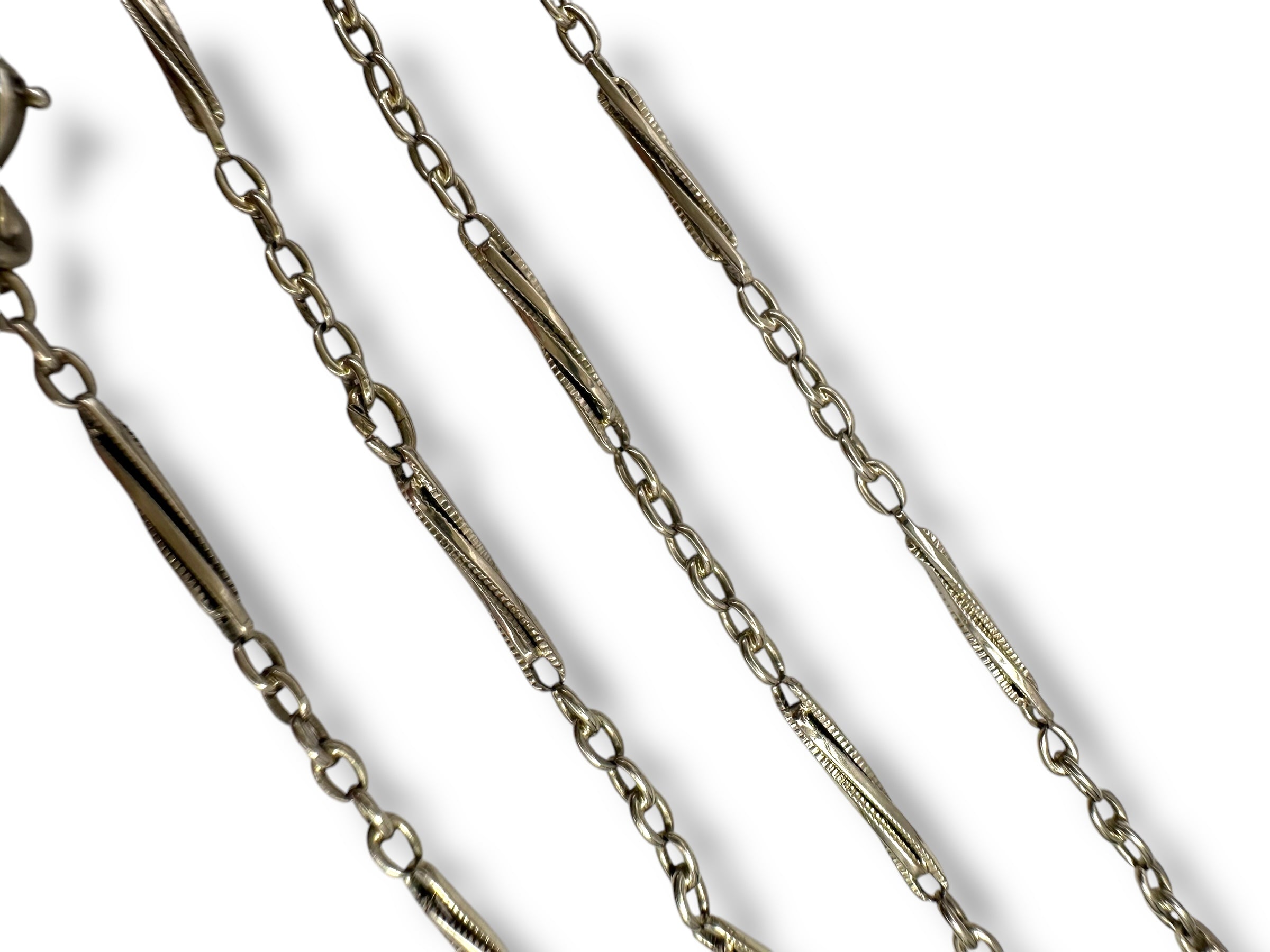 14k White Gold Twist Link Watch Chain