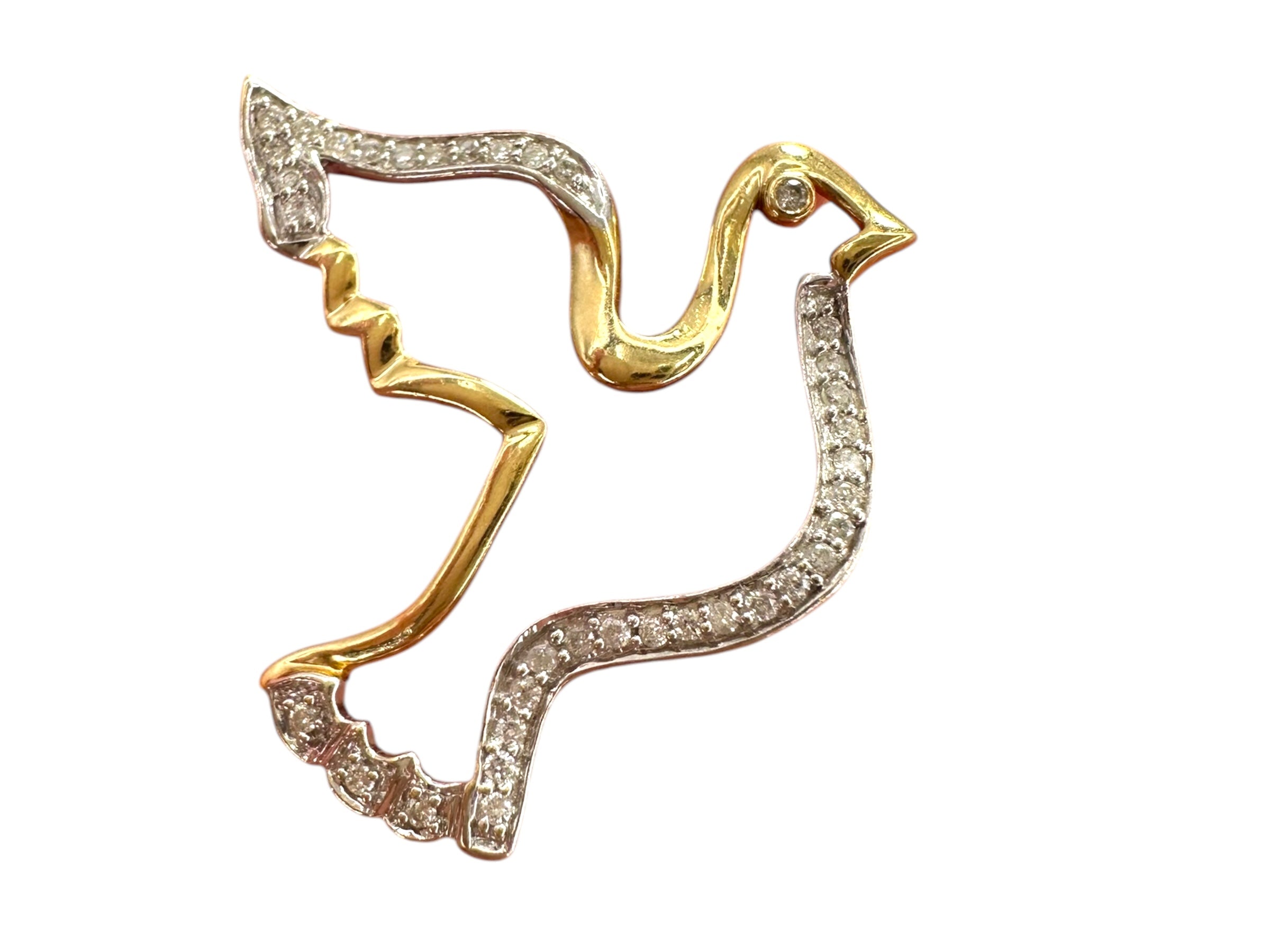 14k Diamond Dove Pendant