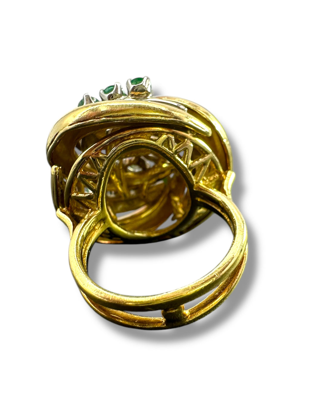 18k Emerald Diamond Swirl Ring