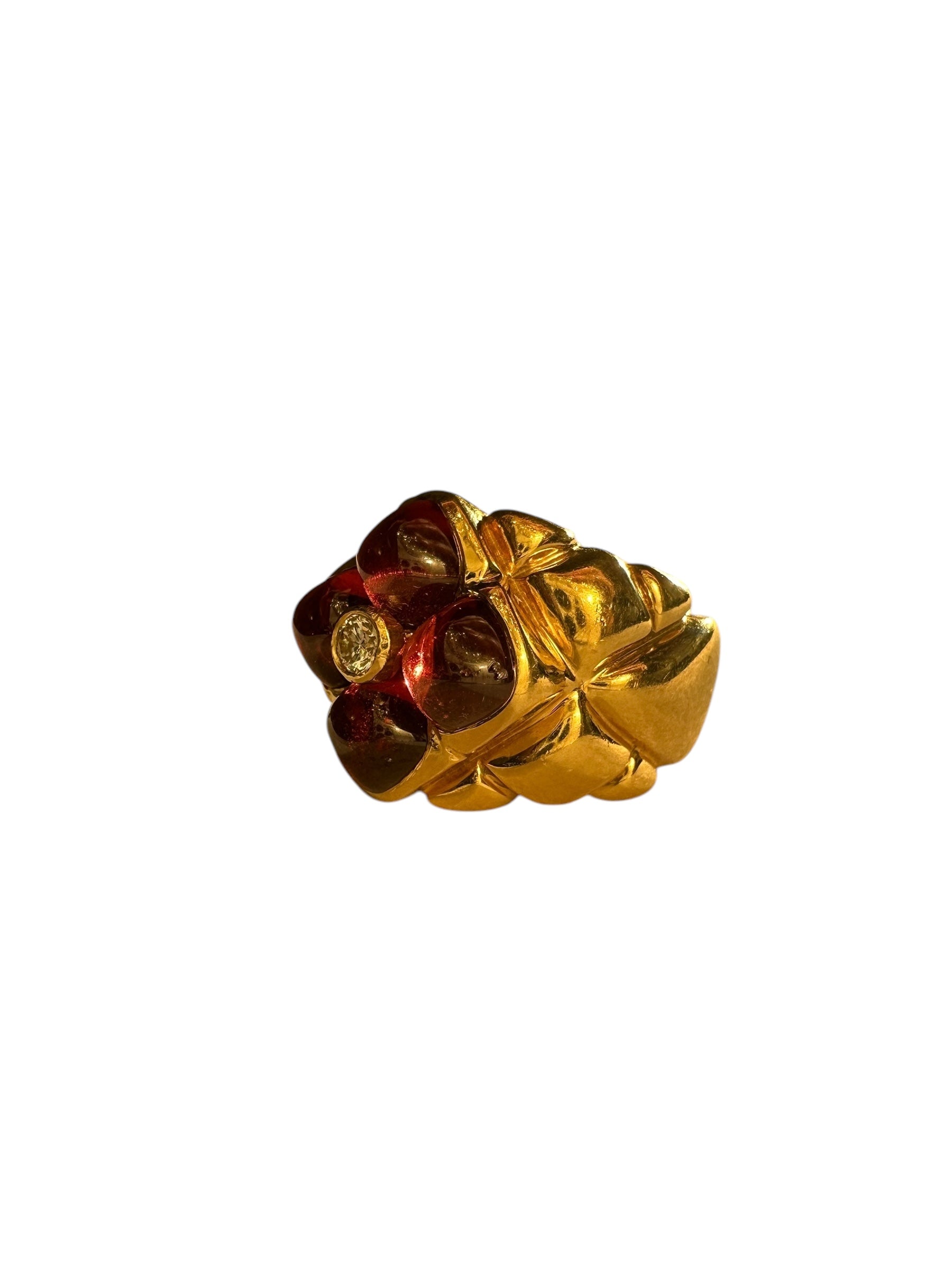 18k Tourmaline Diamond Clover Ring