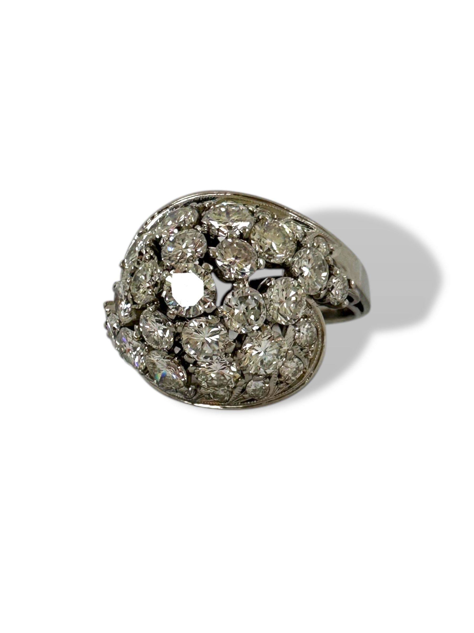 Platinum Bombe Cluster Cocktail Ring
