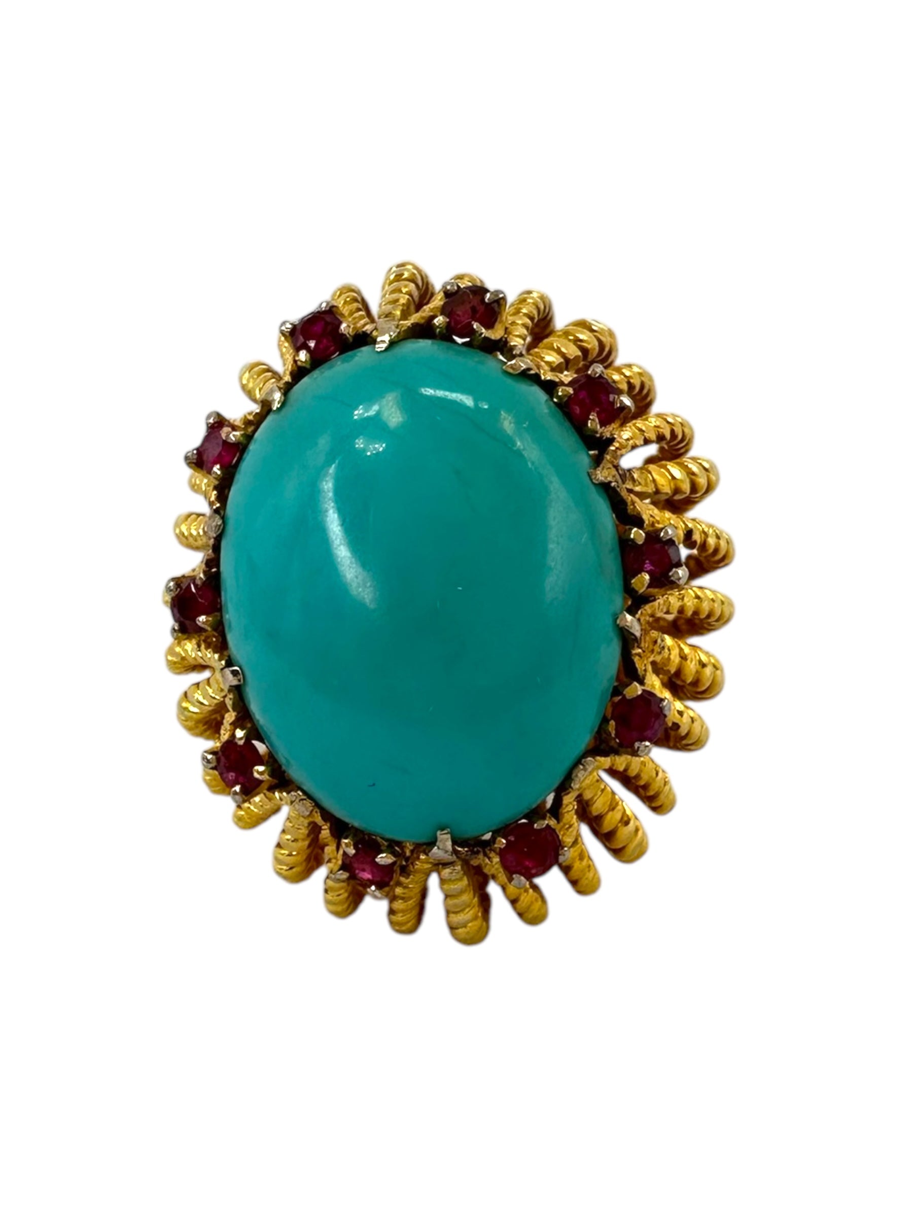 18k Turquoise Ruby Cocktail Ring