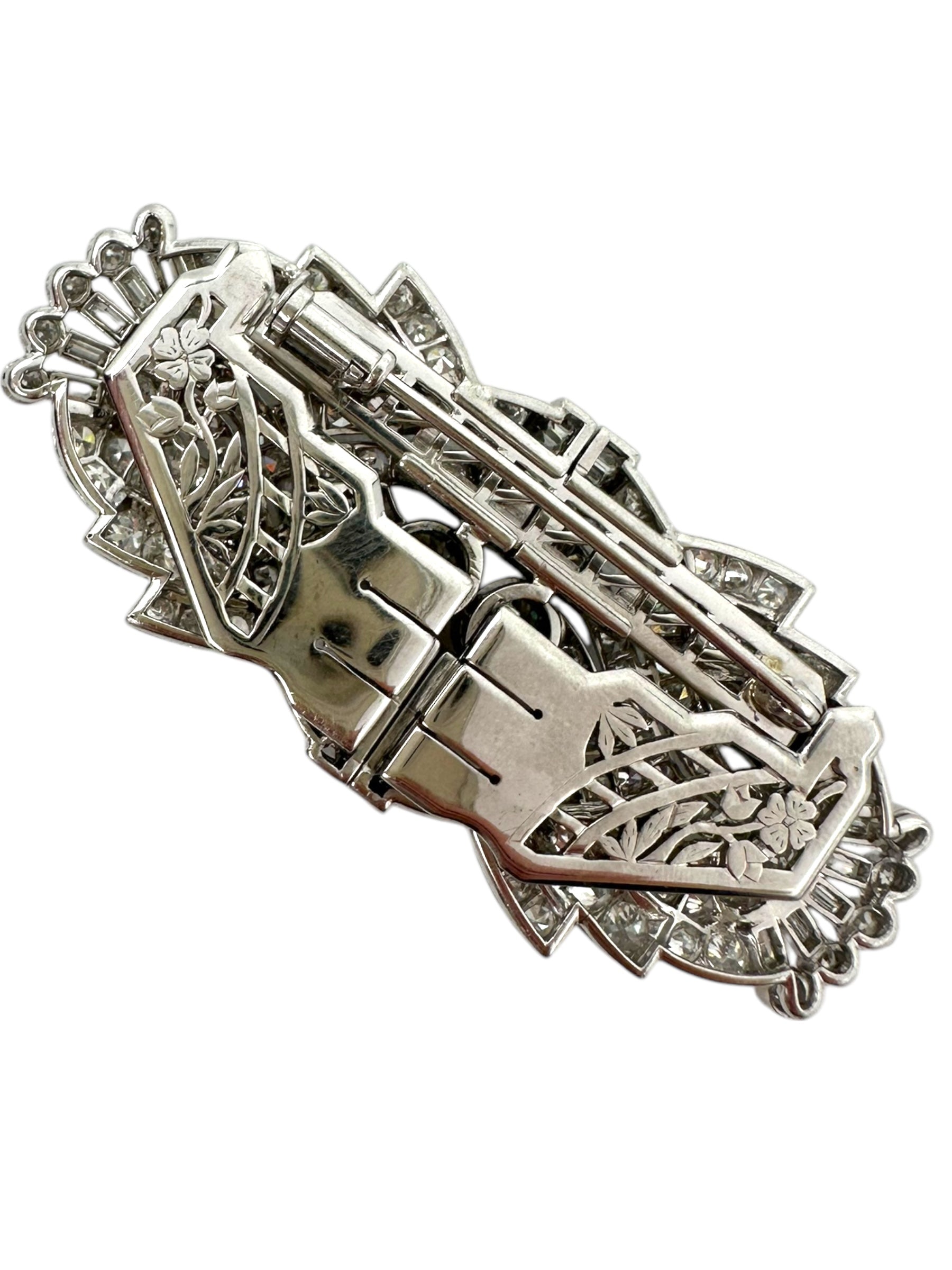 Platinum Diamond Dress Clips/ Double Brooch