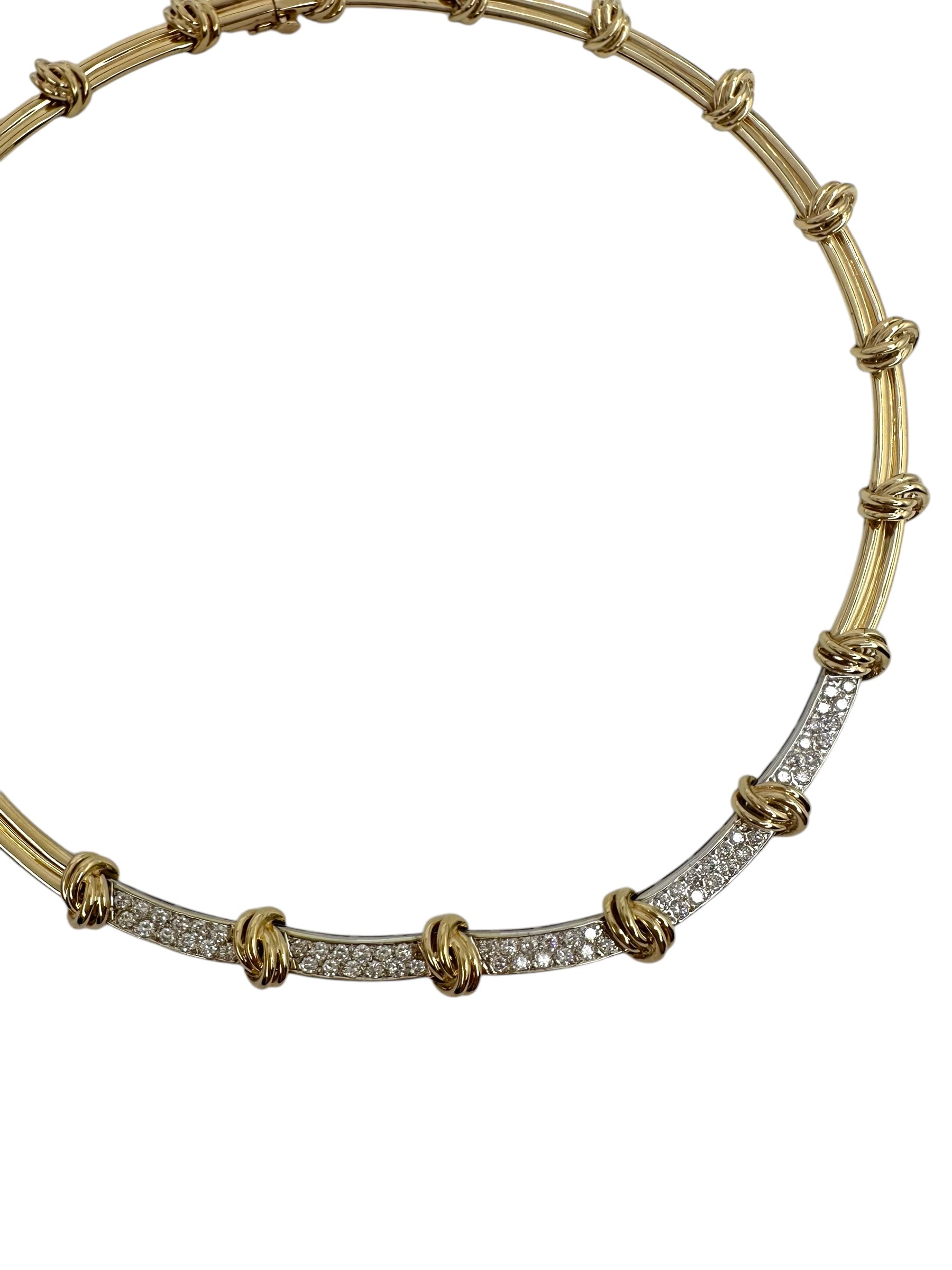 14k Diamond Knot Station Collar Necklace