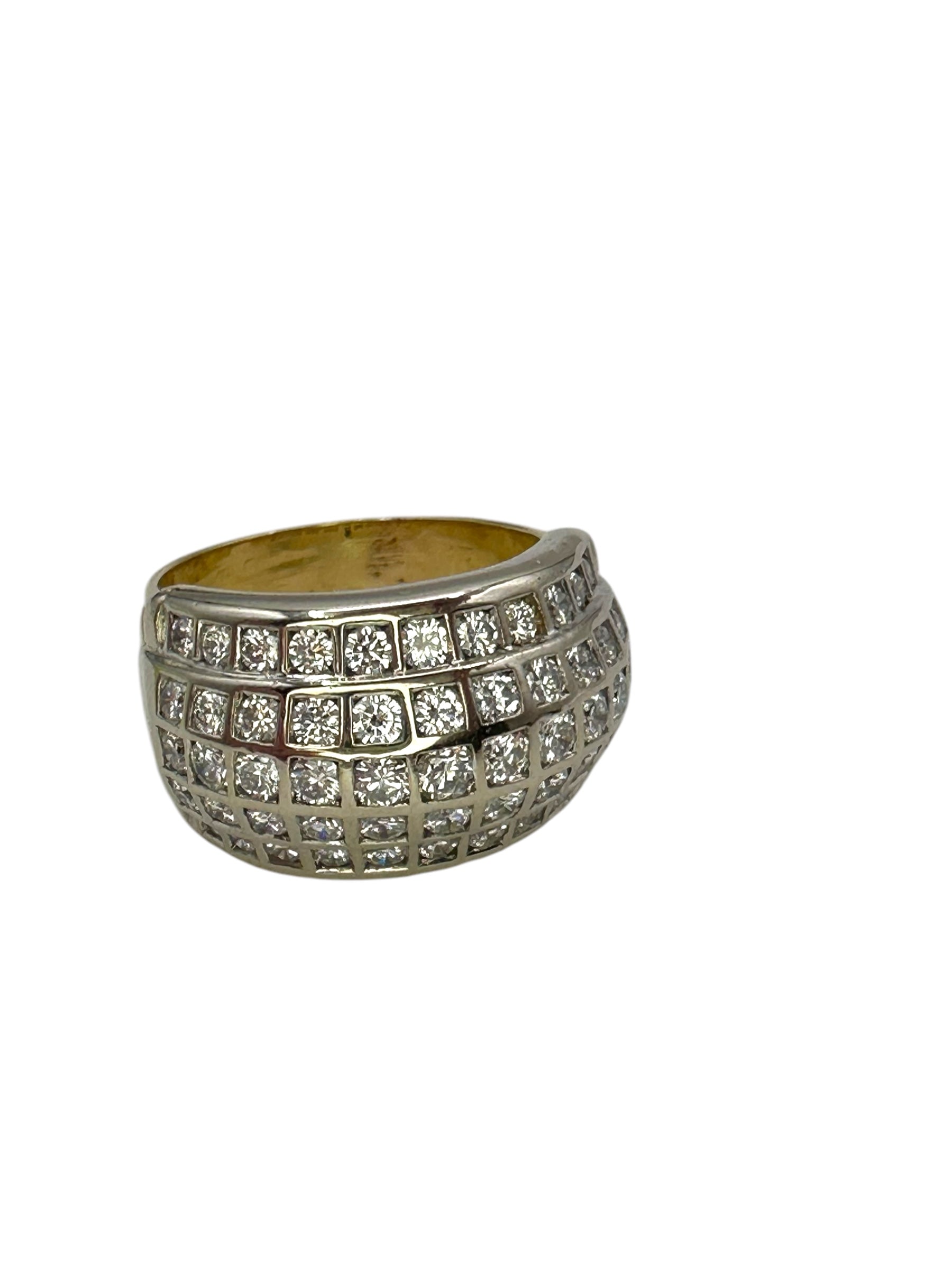 18k Two Tone Chunky Diamond Band Ring