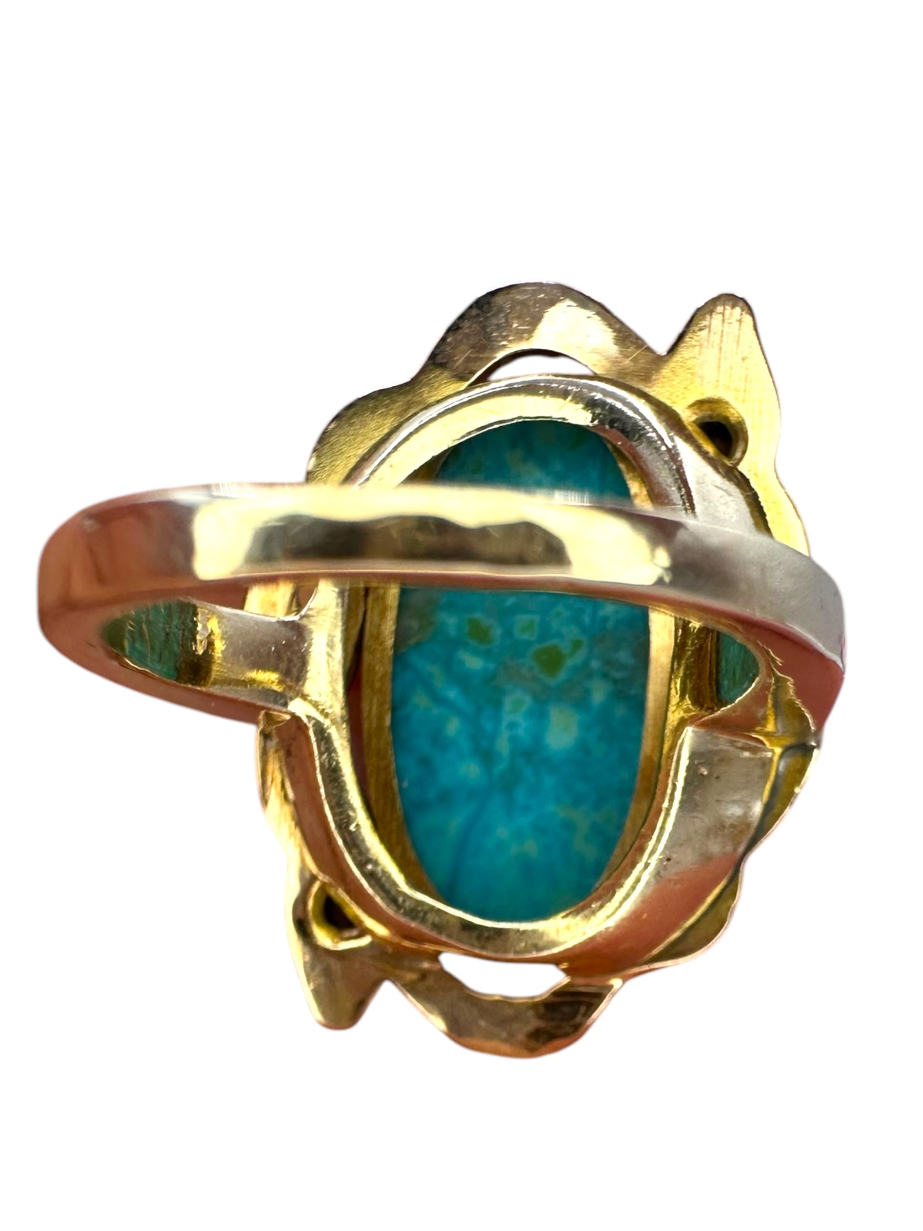 14k Turquoise Double Snake Ring