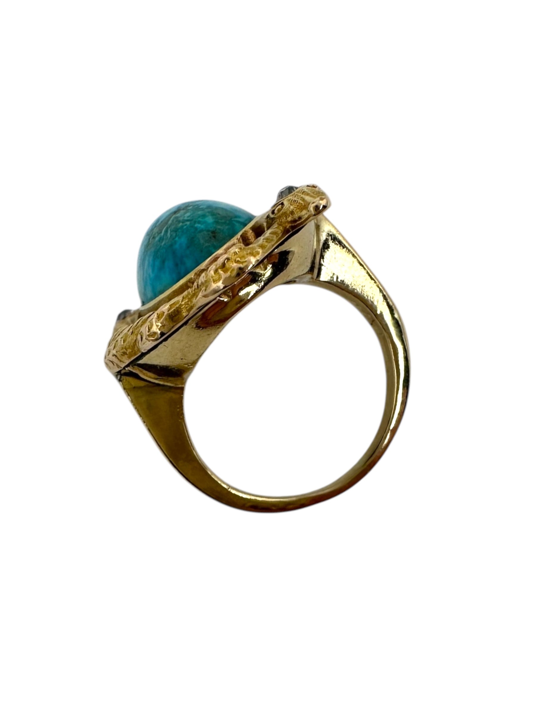 14k Turquoise Double Snake Ring