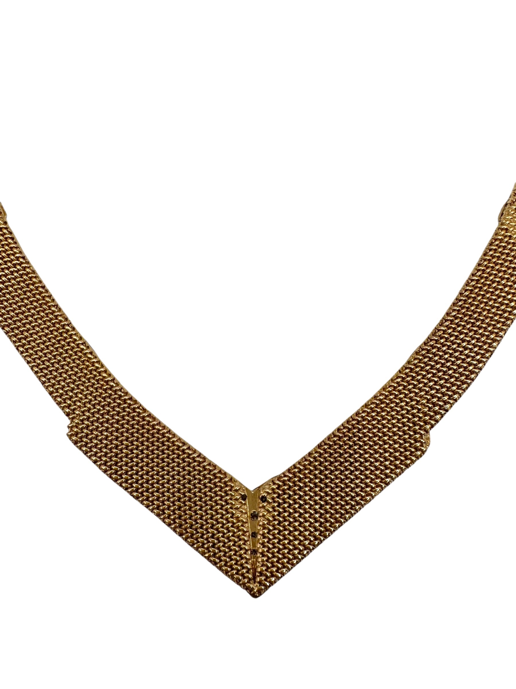 18k Retro Diamond Mesh Necklace