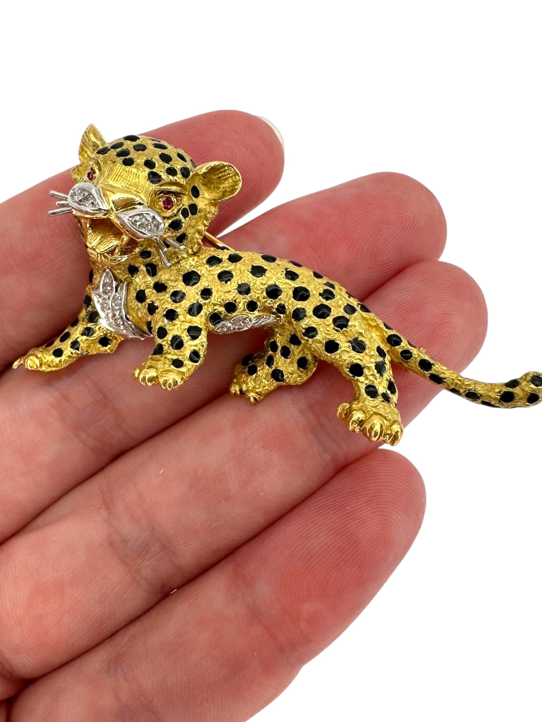 18k Diamond Cheetah Brooch