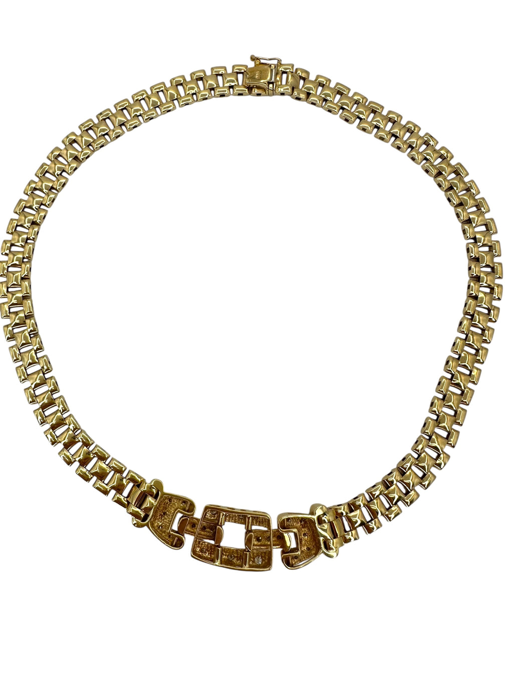 14k Diamond Panther Link Collar Necklace