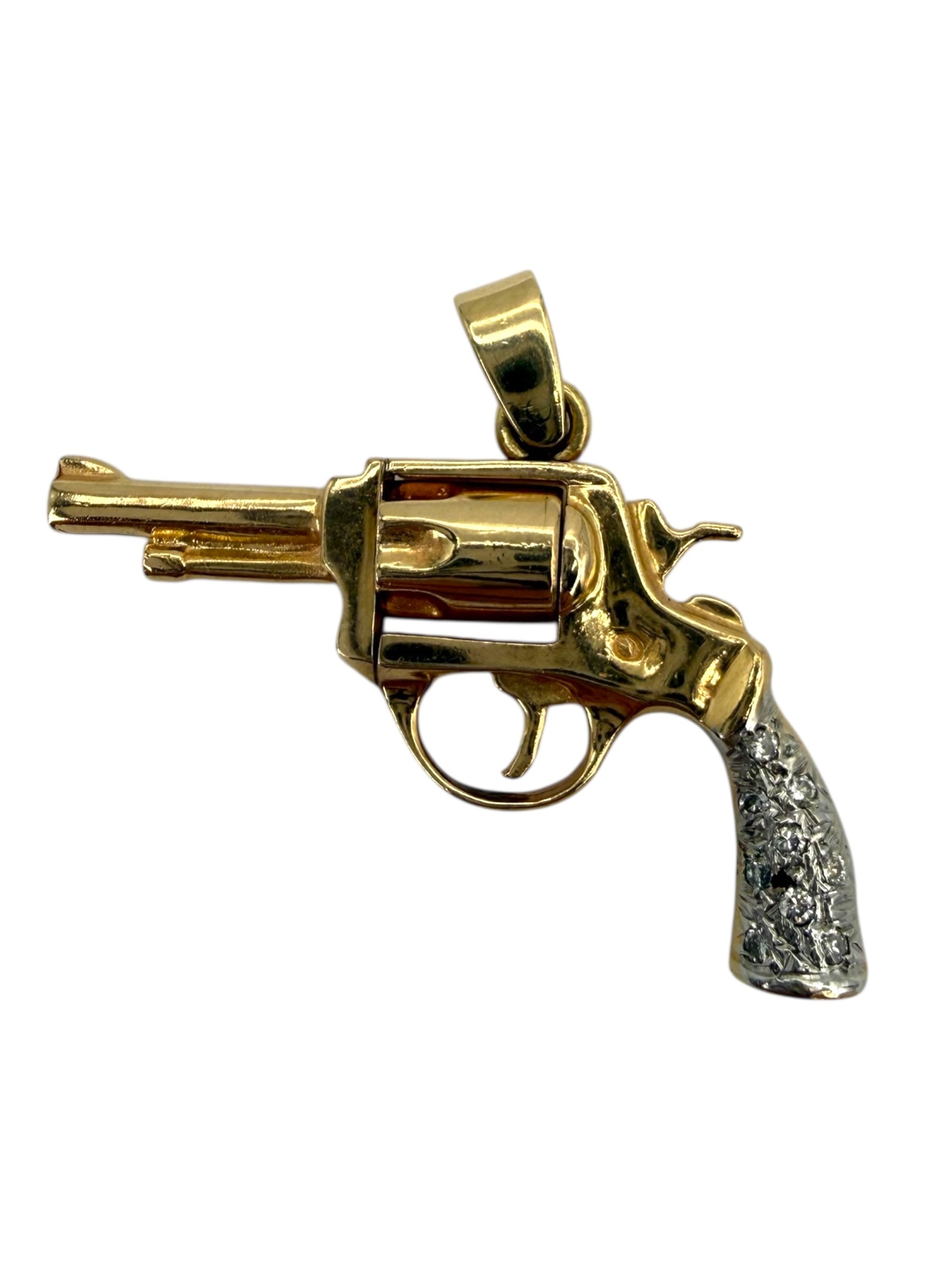 14k Diamond Revolver Pendant