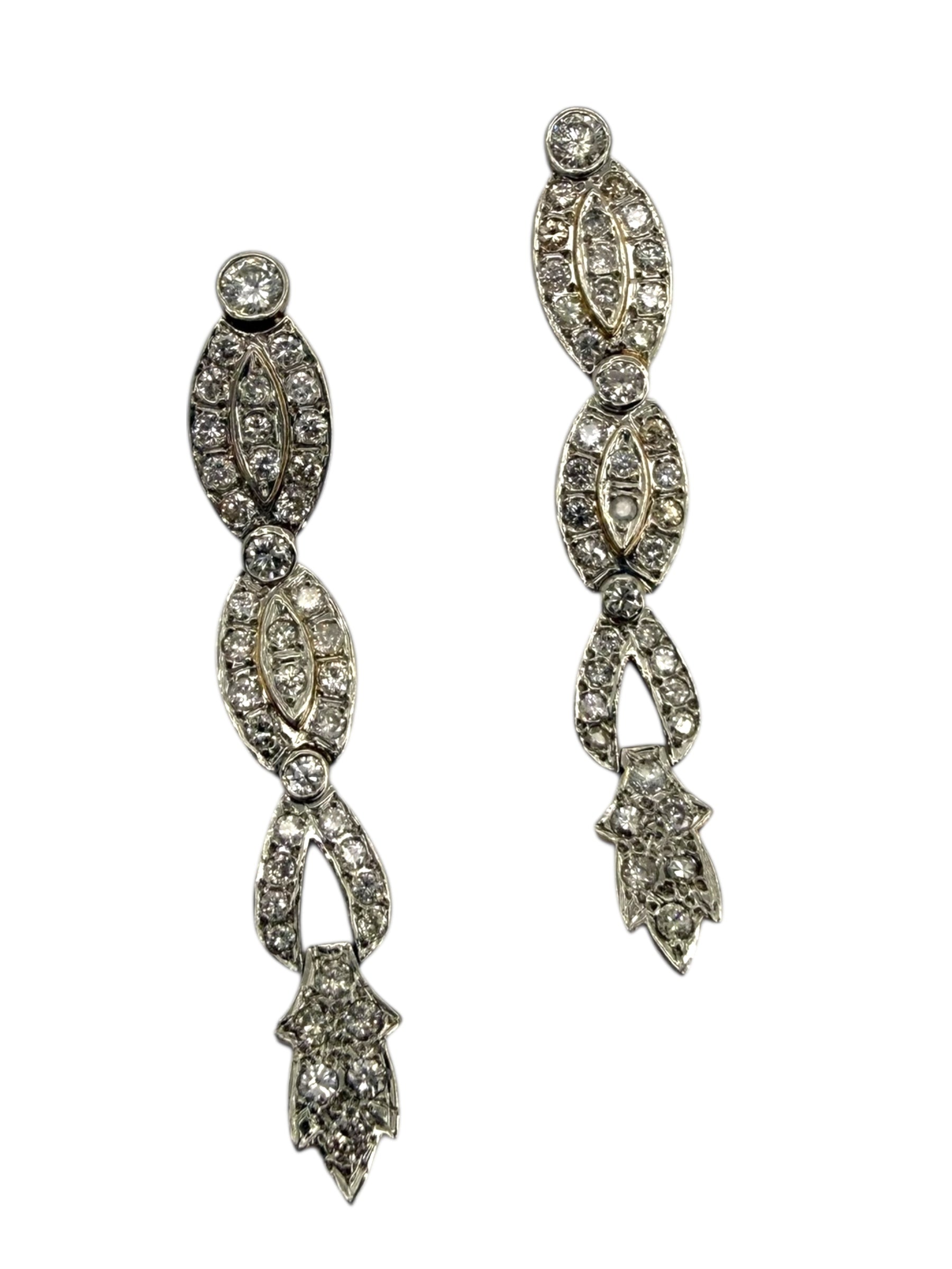 18k/ Platinum Diamond Drop Earrings