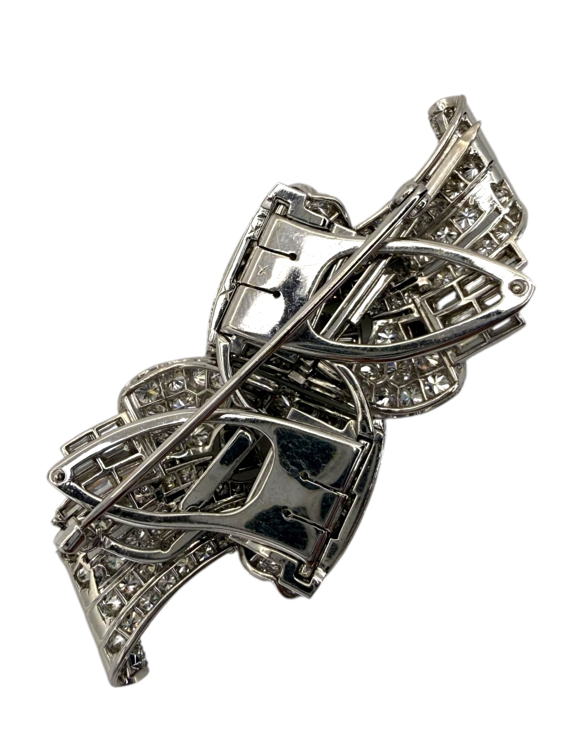 Platinum Diamond Double Clip Brooch