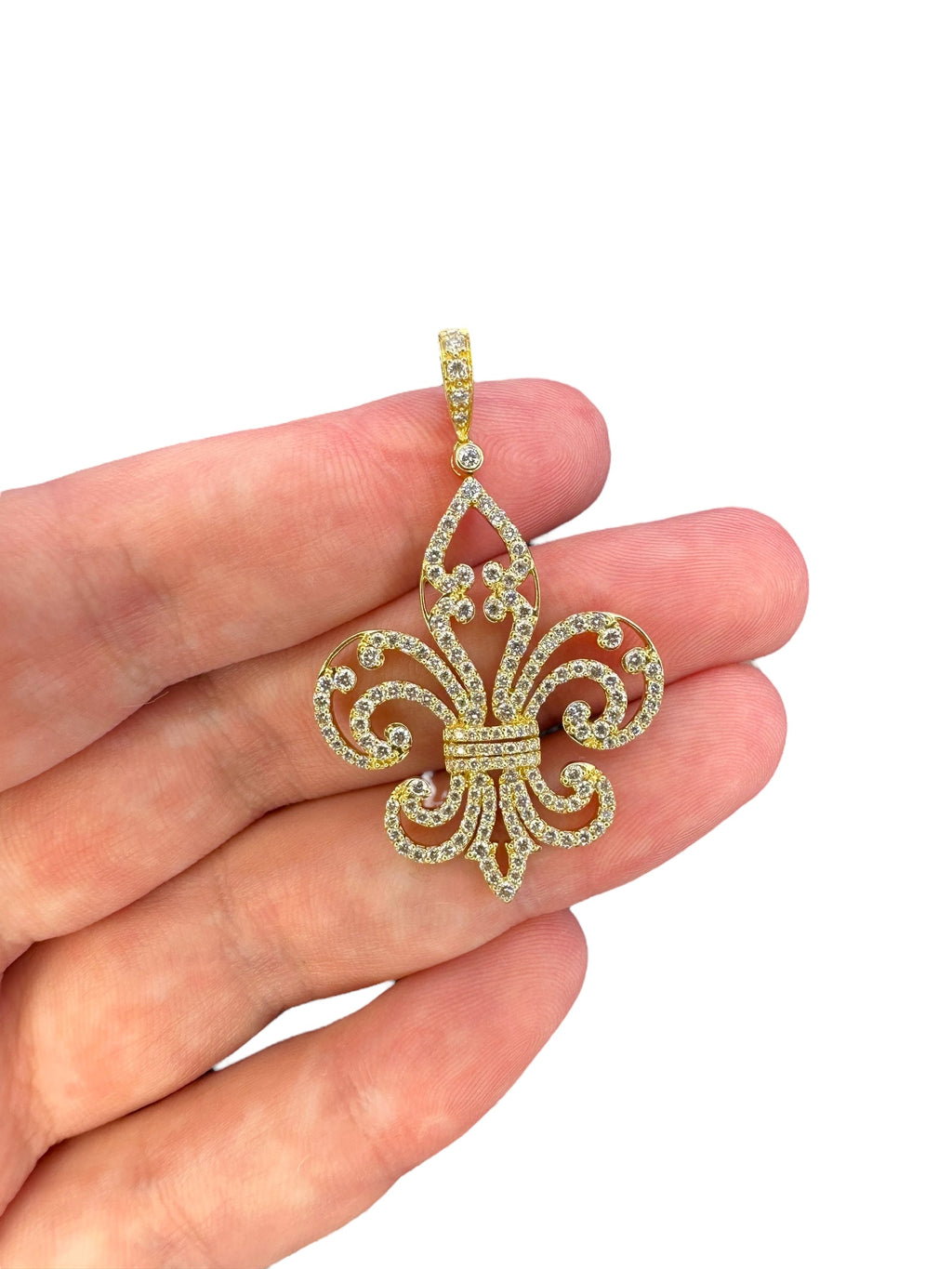 18k Diamond Fleur de Lis Pendant