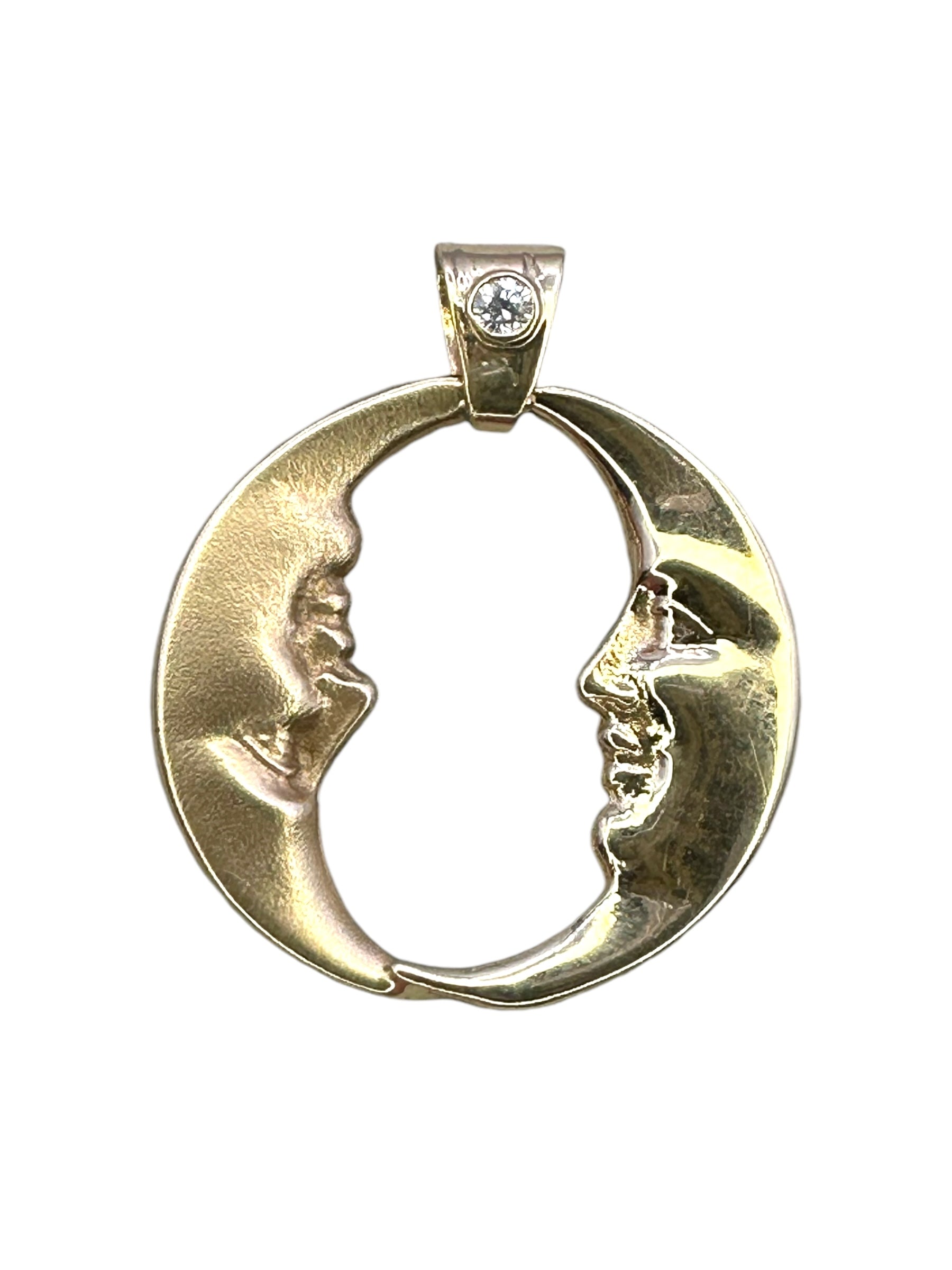14k Diamond Moon Pendant