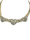 18k Diamond Heart Curb Collar Necklace