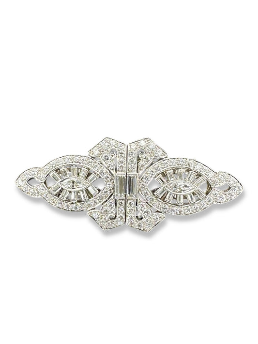 Platinum Diamond Dress Clips/ Duette Brooch