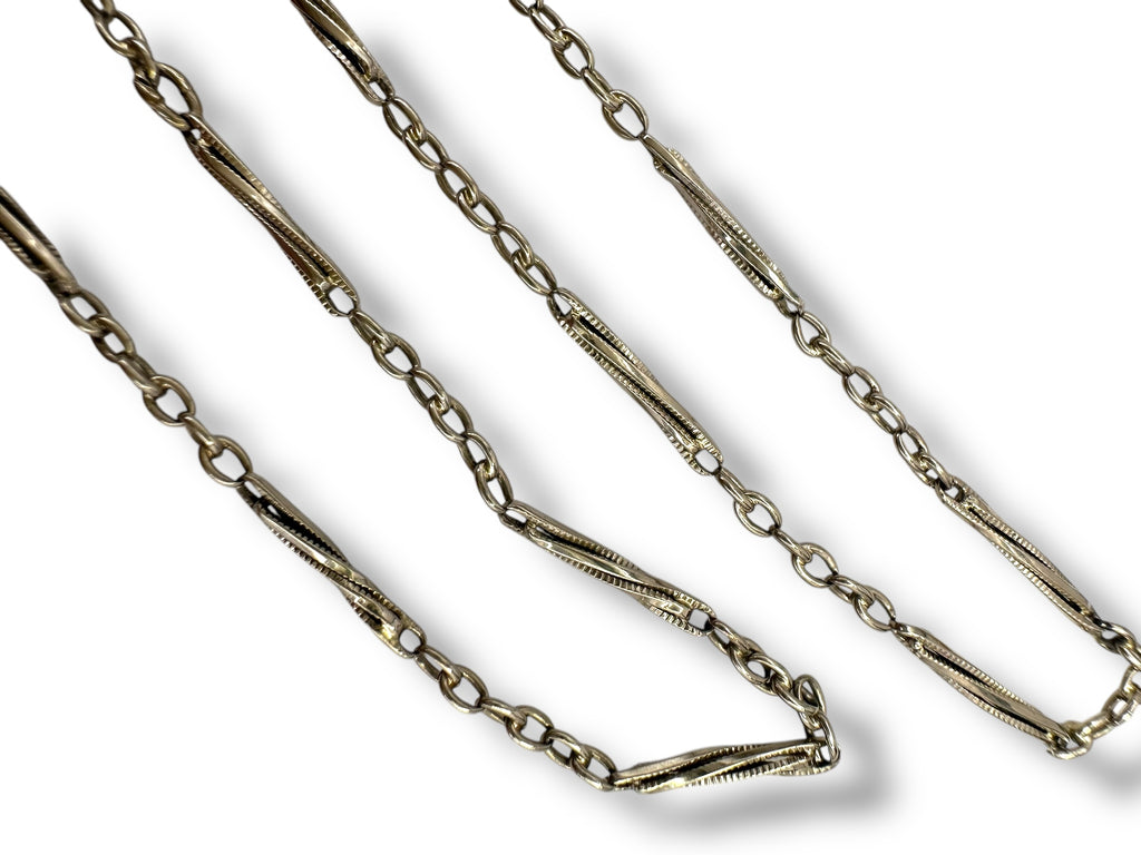 14k White Gold Twist Link Watch Chain