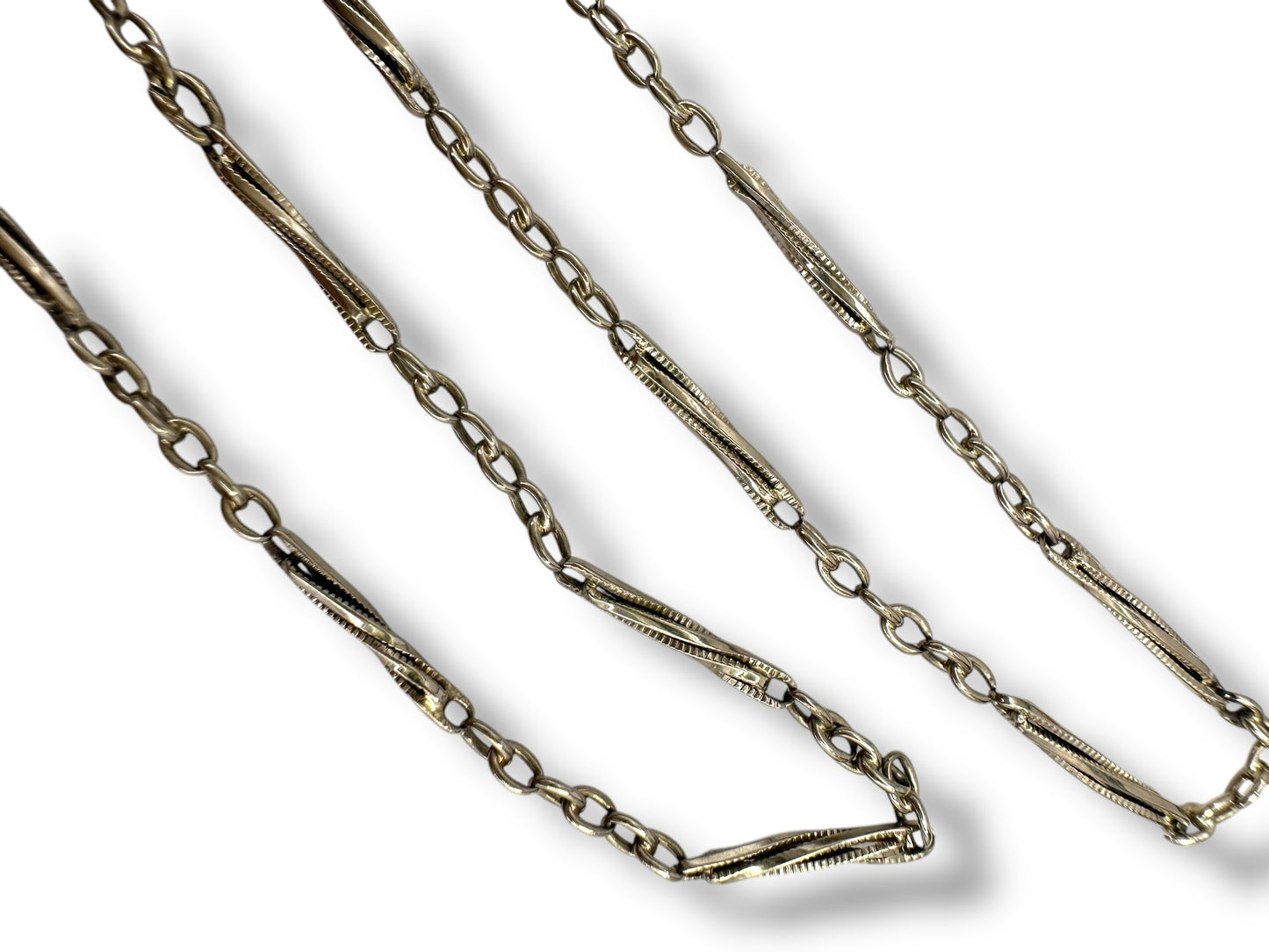 14k White Gold Twist Link Watch Chain