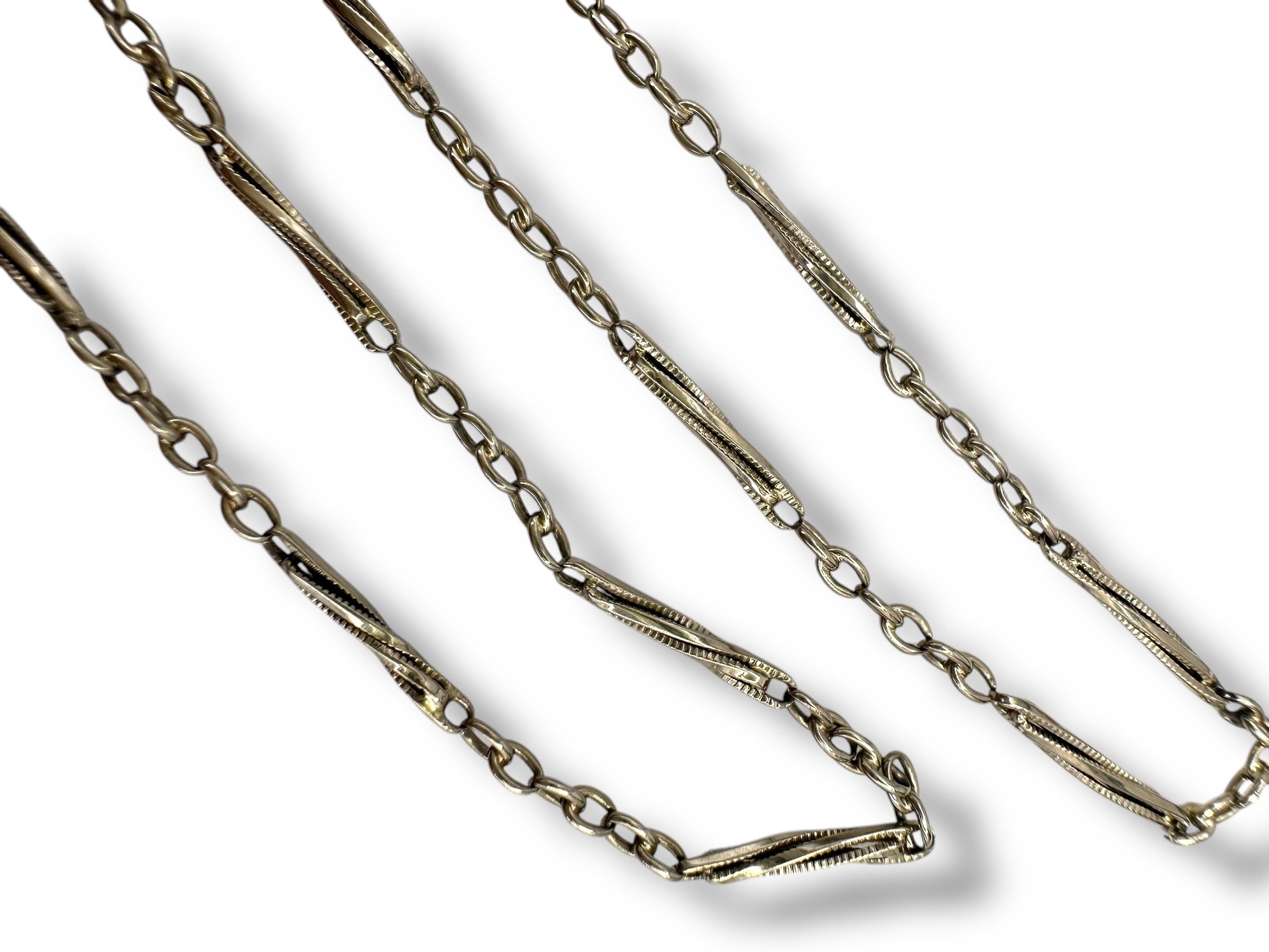 14k White Gold Twist Link Watch Chain