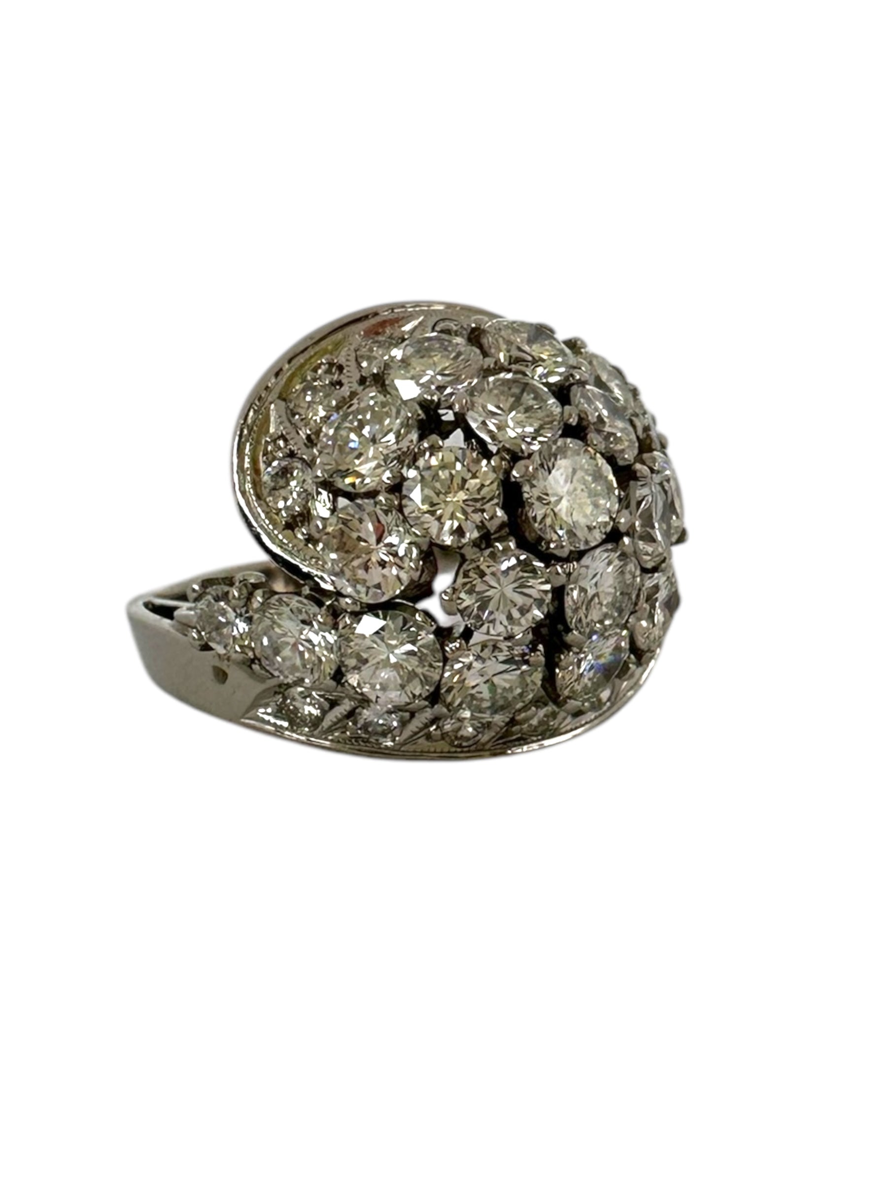 Platinum Bombe Cluster Cocktail Ring
