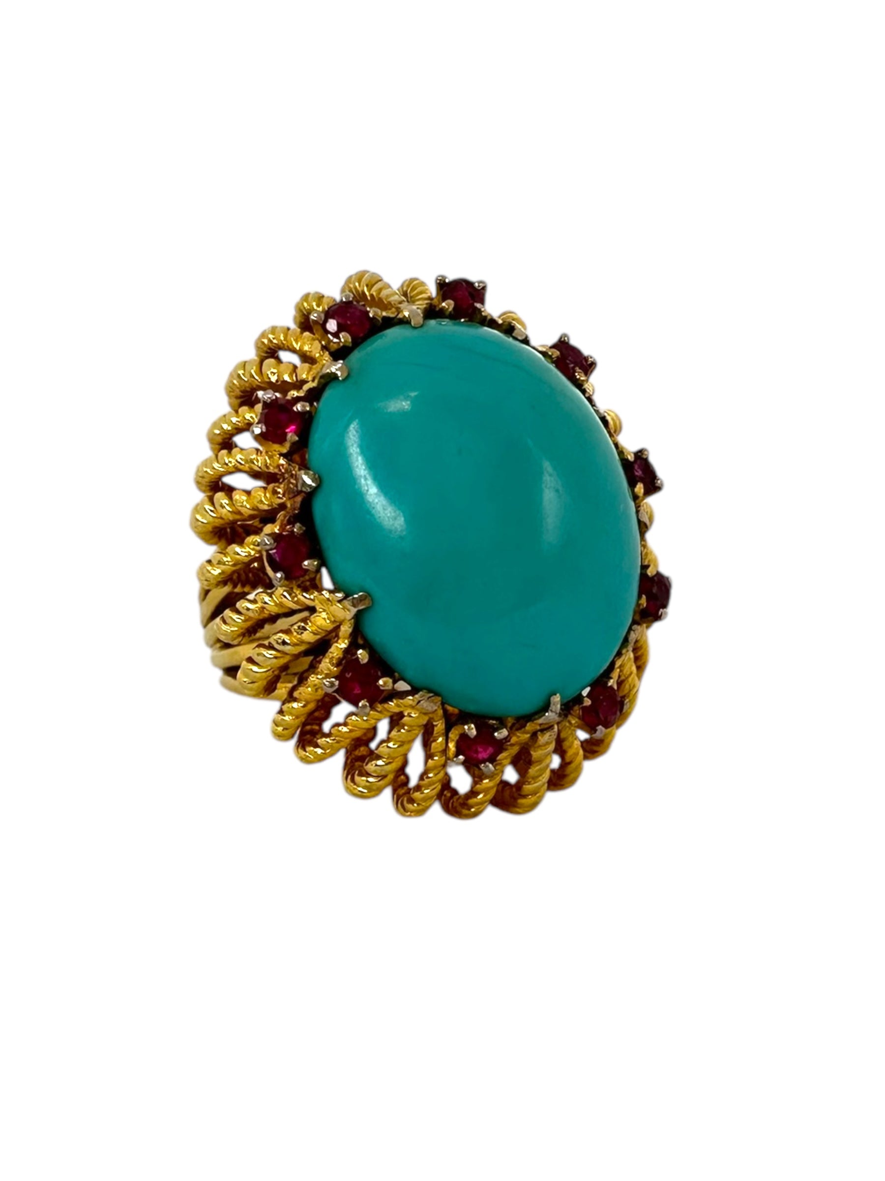 18k Turquoise Ruby Cocktail Ring