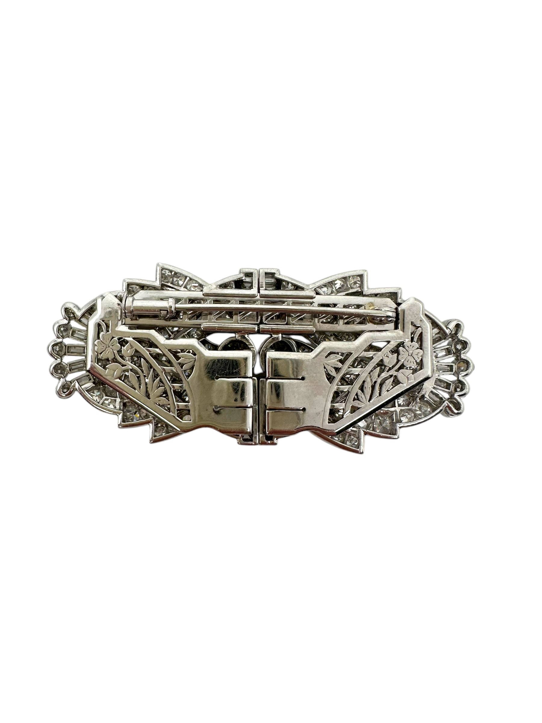 Platinum Diamond Dress Clips/ Double Brooch