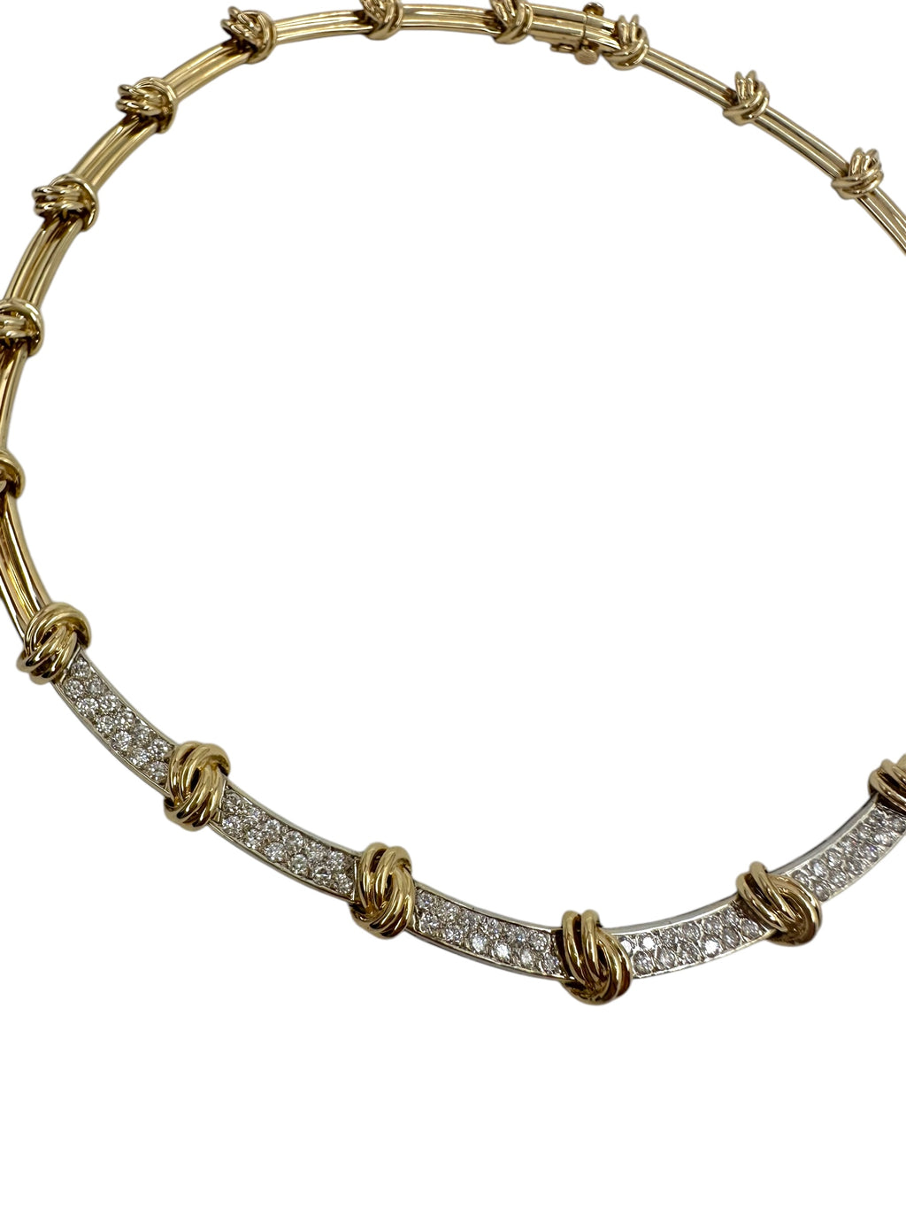 14k Diamond Knot Station Collar Necklace