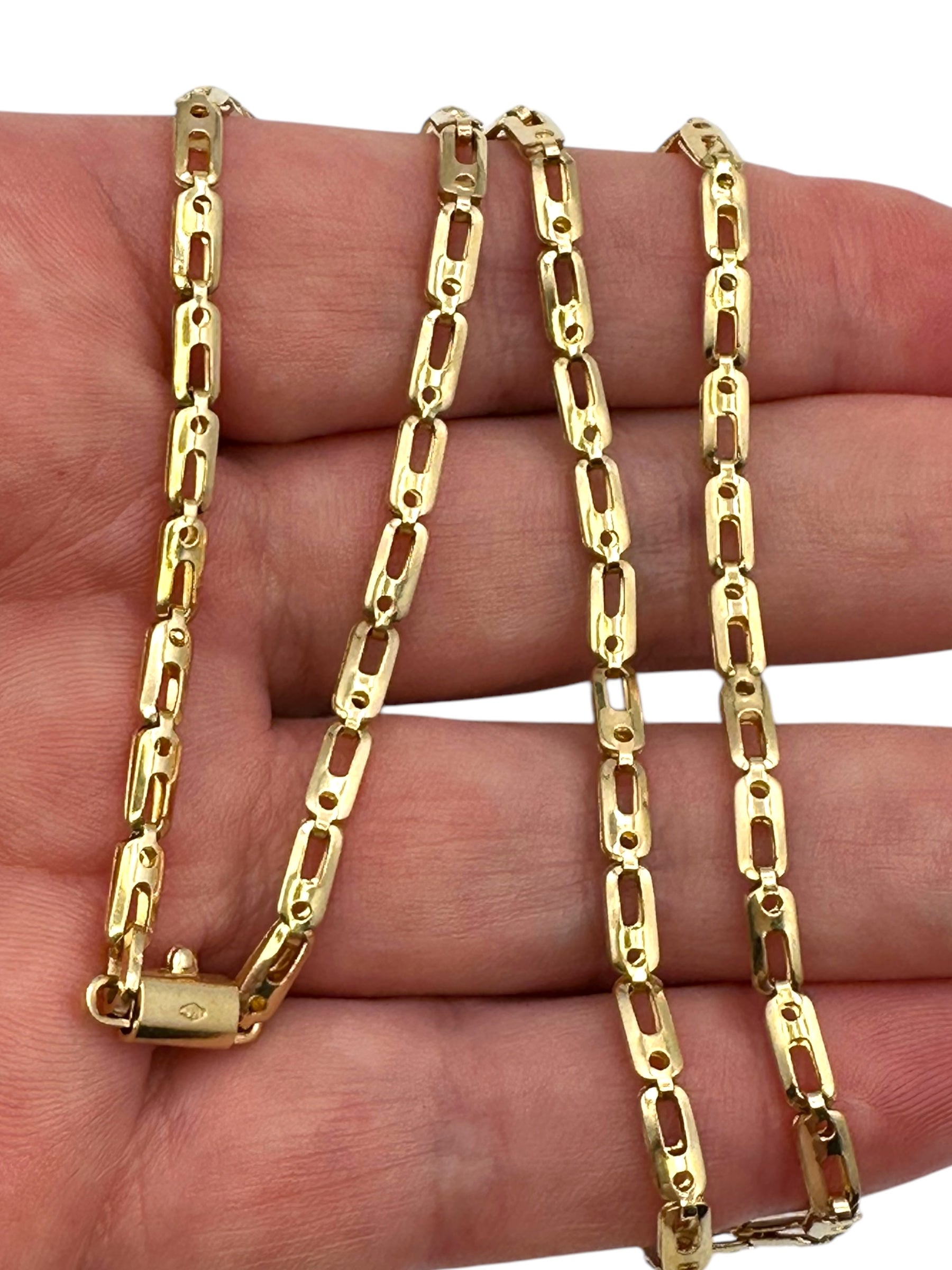 18k Yellow Gold Dot Dash Fancy Link Necklace