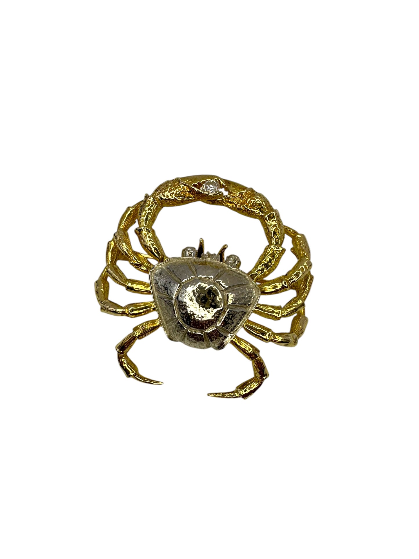 18k Two Tone Crab Brooch