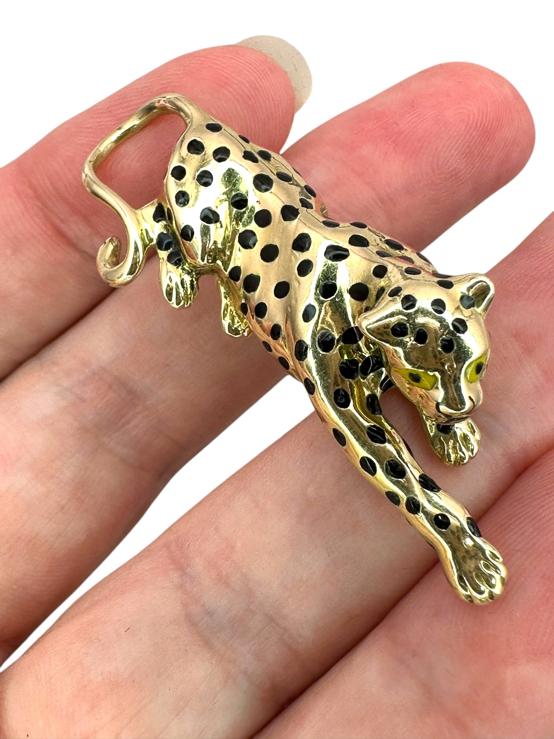 14k Enamel Panther Slide Pendant