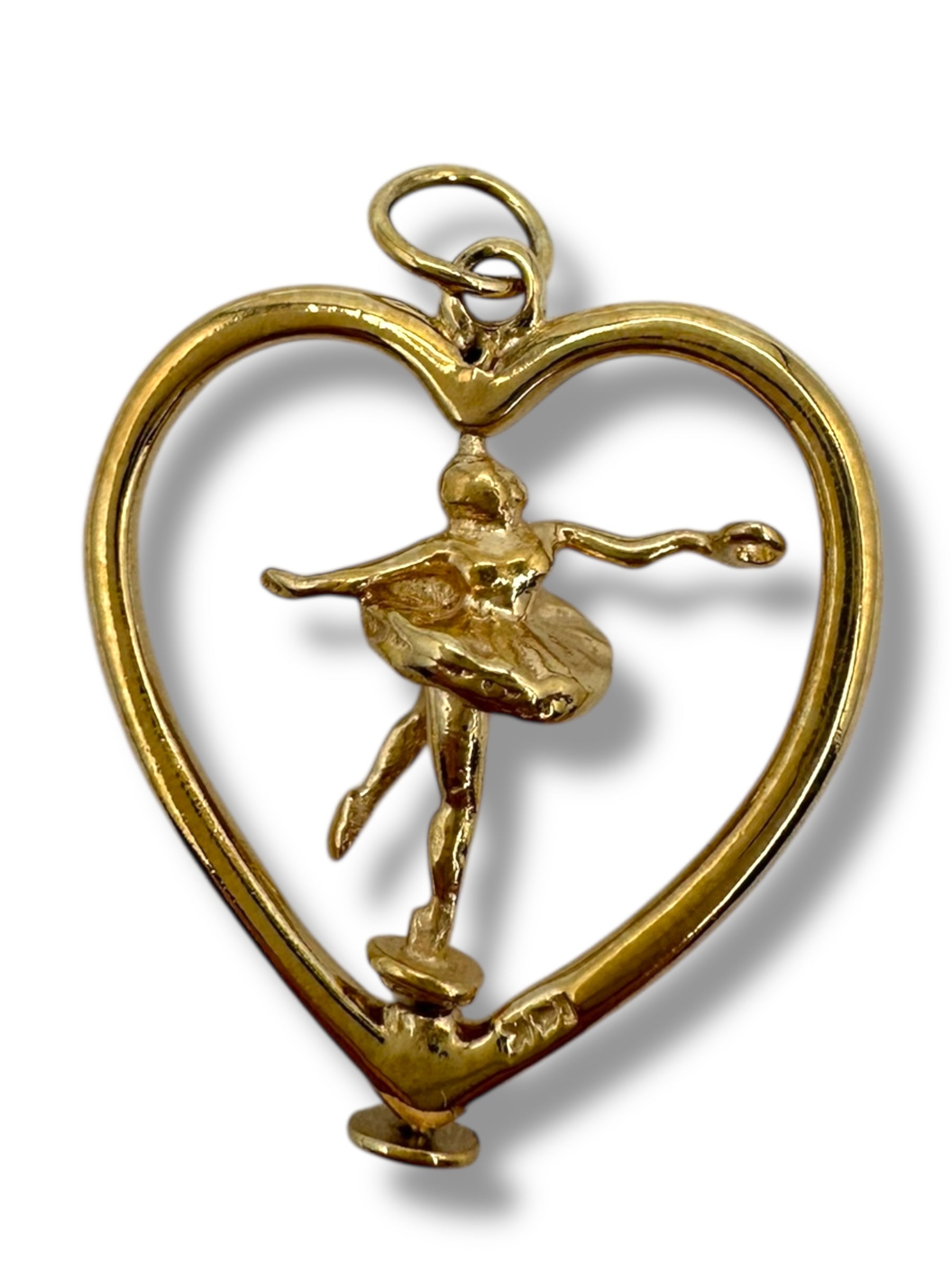 14k Heart Ballerina Spinning Pendant