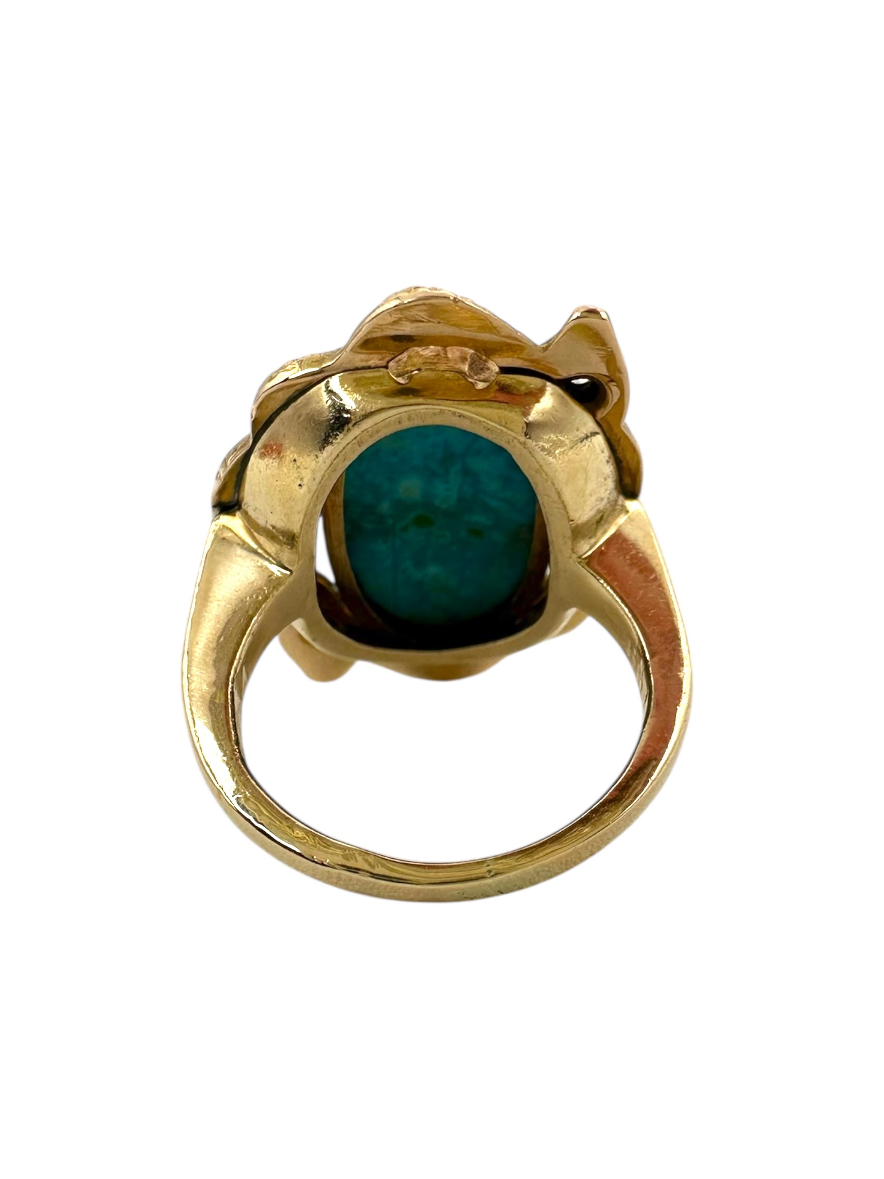 14k Turquoise Double Snake Ring