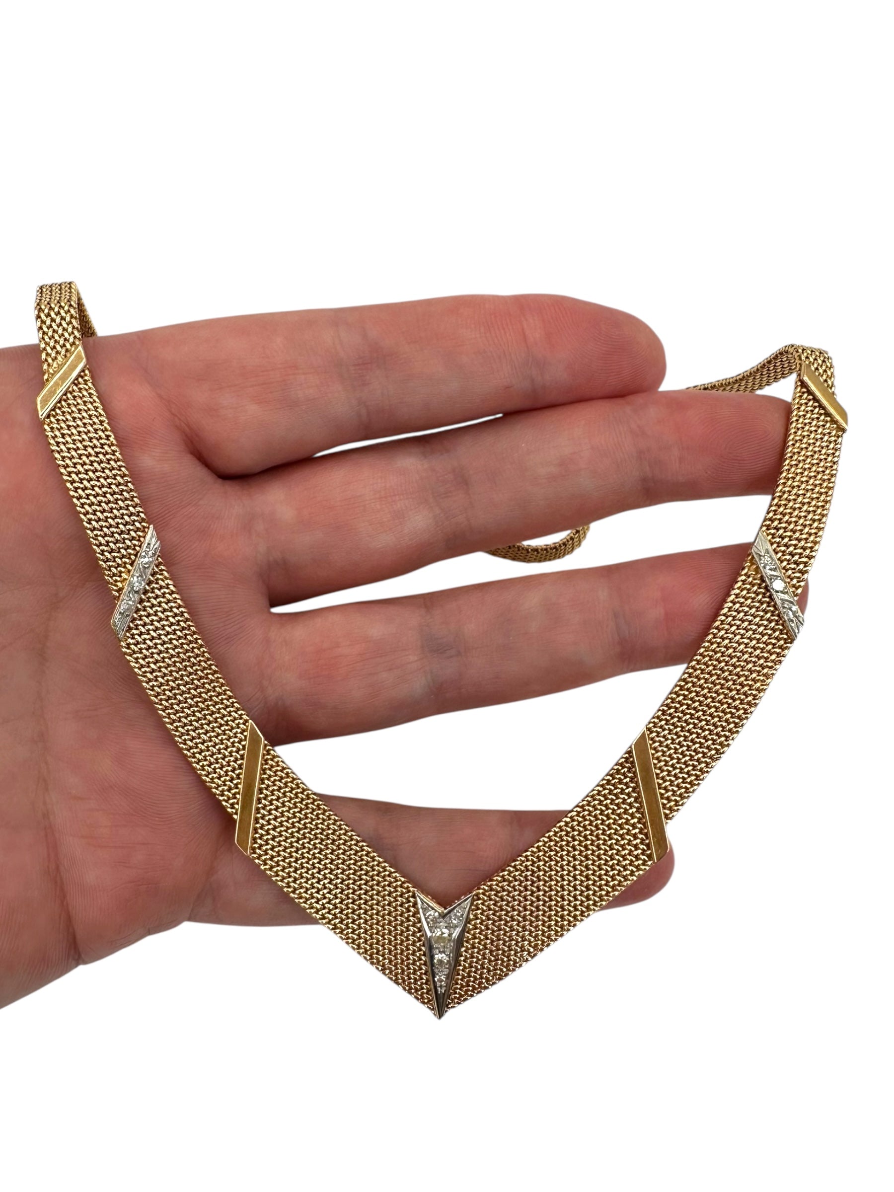 18k Retro Diamond Mesh Necklace