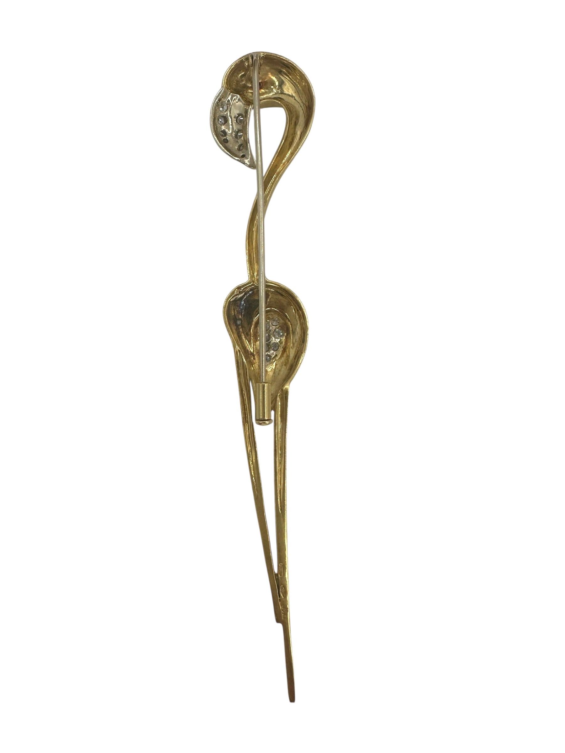 18k Diamond Flamingo Brooch