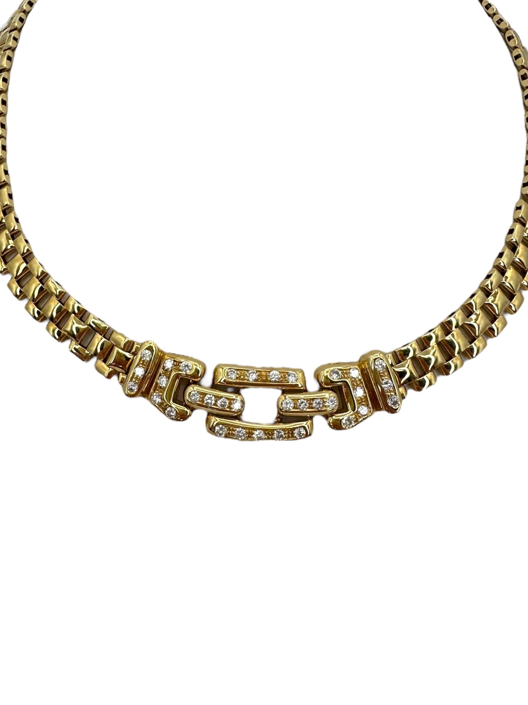 14k Diamond Panther Link Collar Necklace