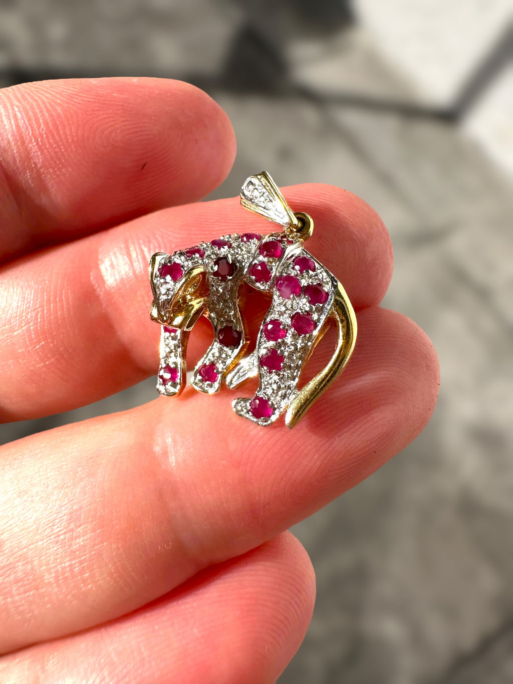 14k Ruby Panther Pendant