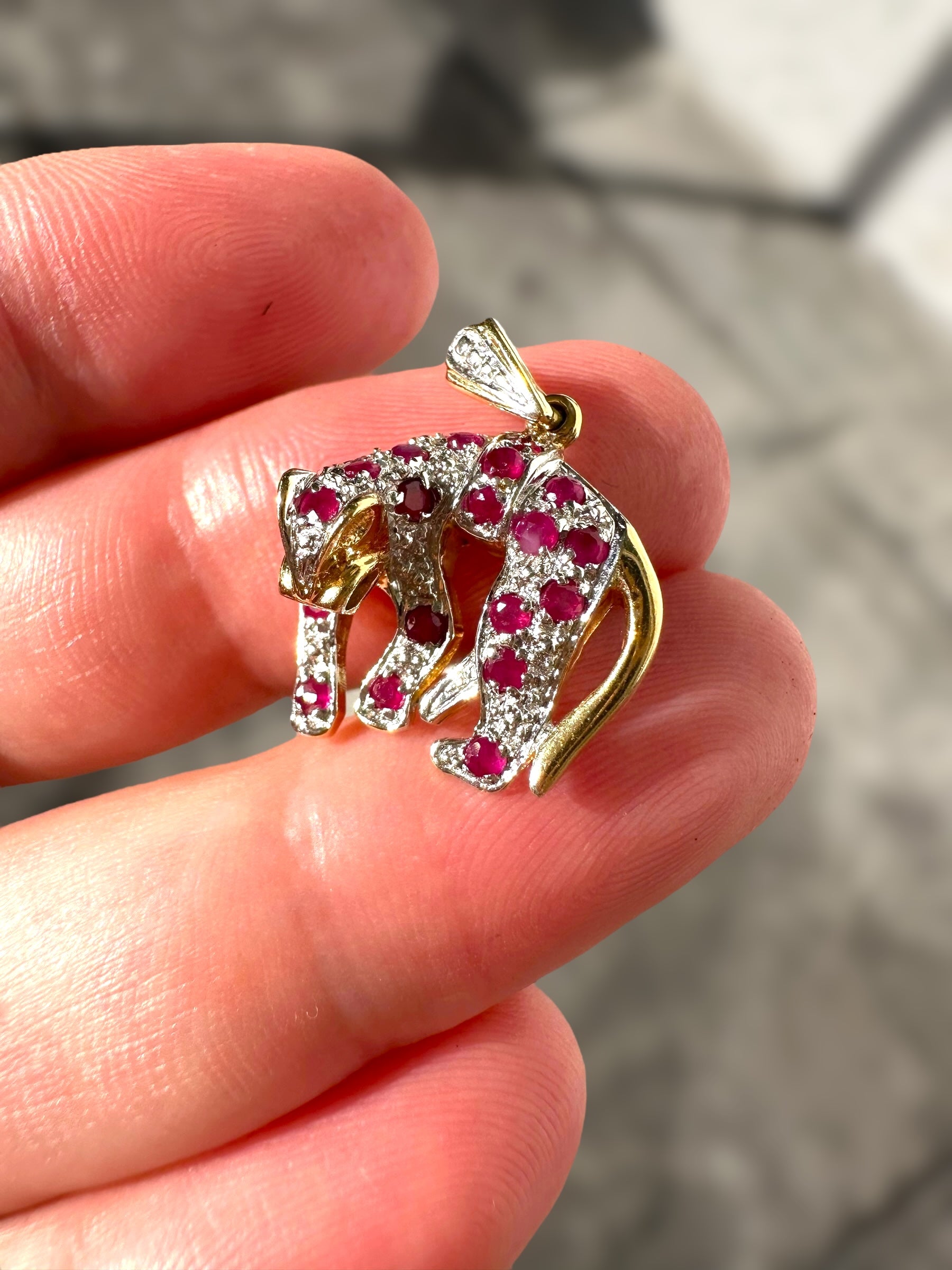 14k Ruby Panther Pendant